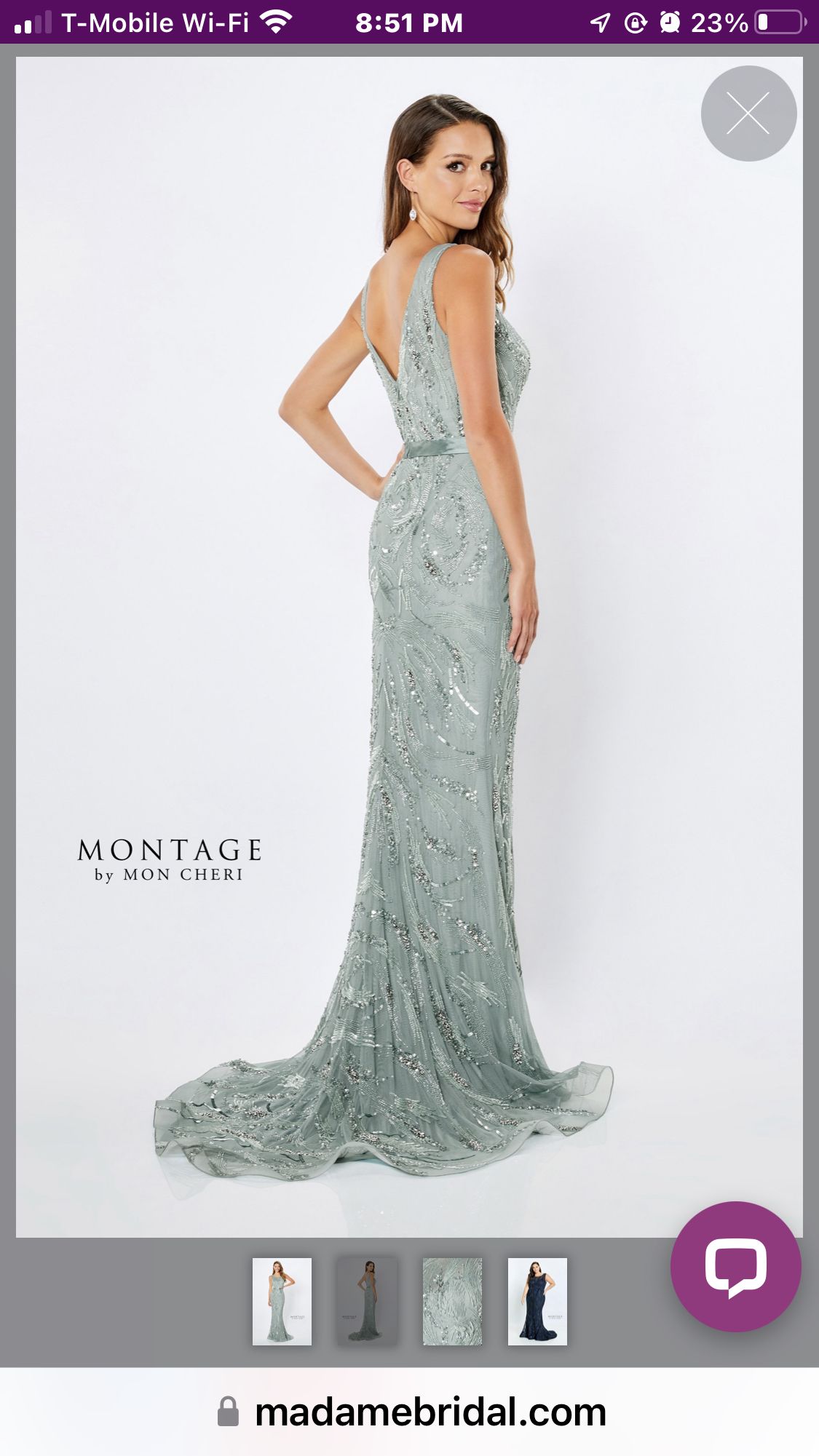 Montage by Mon Cheri Size 12 Prom Satin Green Dress With Train on Queenly