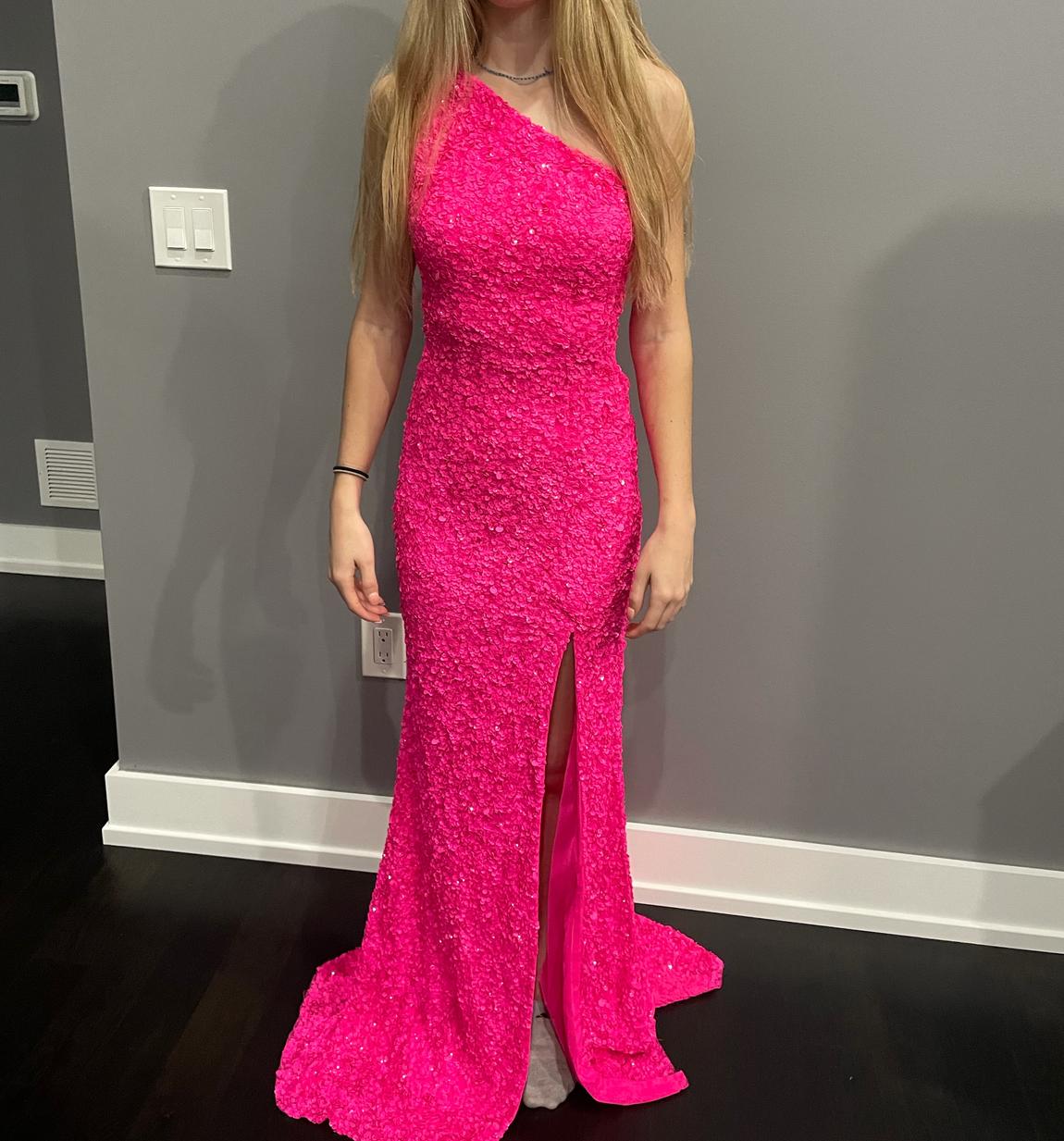 Sherri Hill Size 00 Prom Hot Pink Side Slit Dress on Queenly