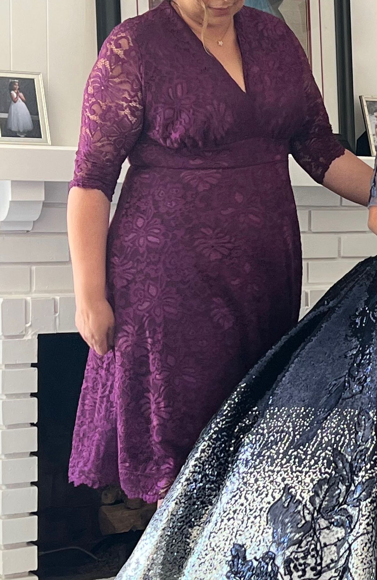Kiyonna Plus Size 20 Purple A-line Dress on Queenly