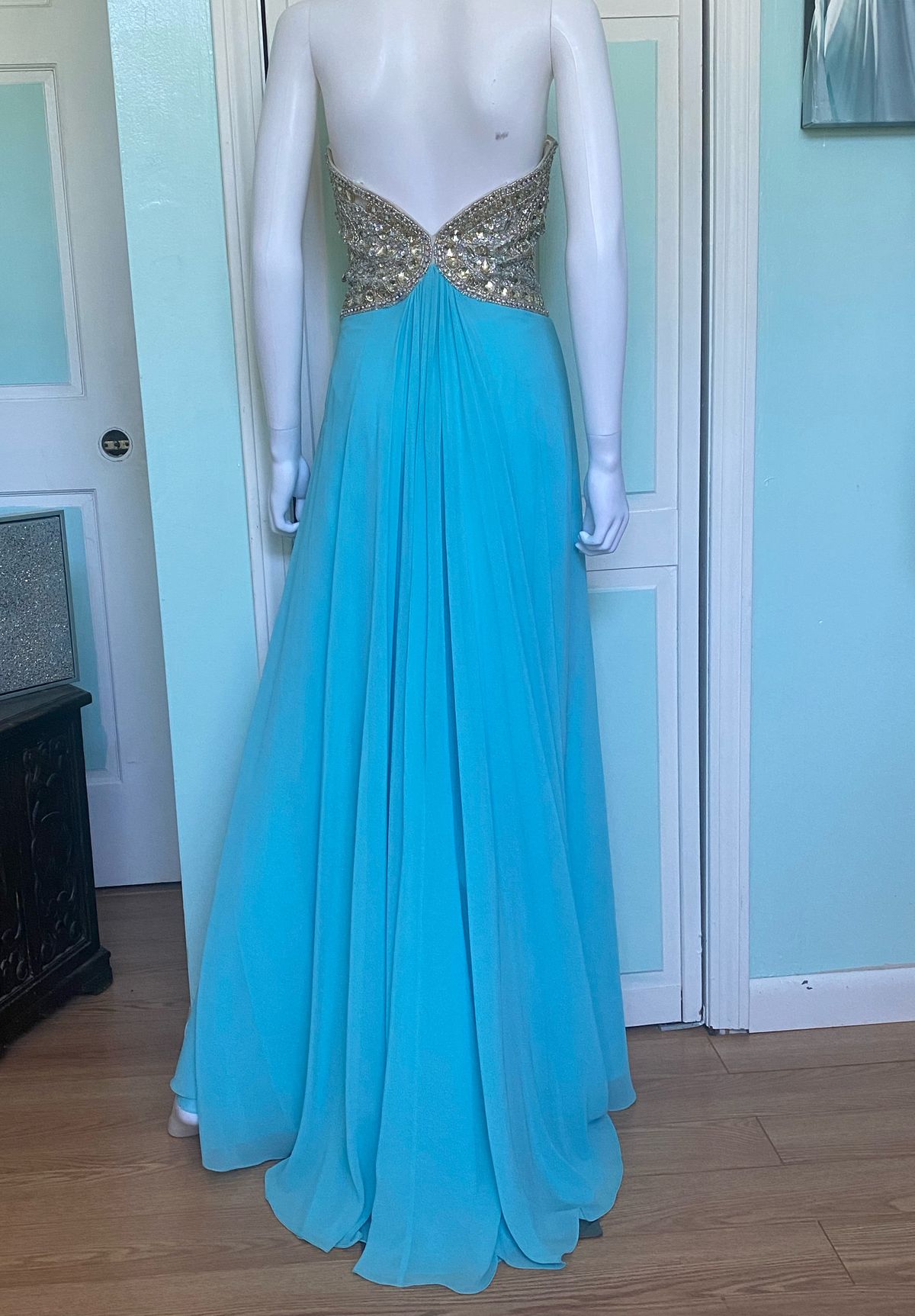 Terani Couture Size 4 Prom Turquoise Blue A-line Dress on Queenly