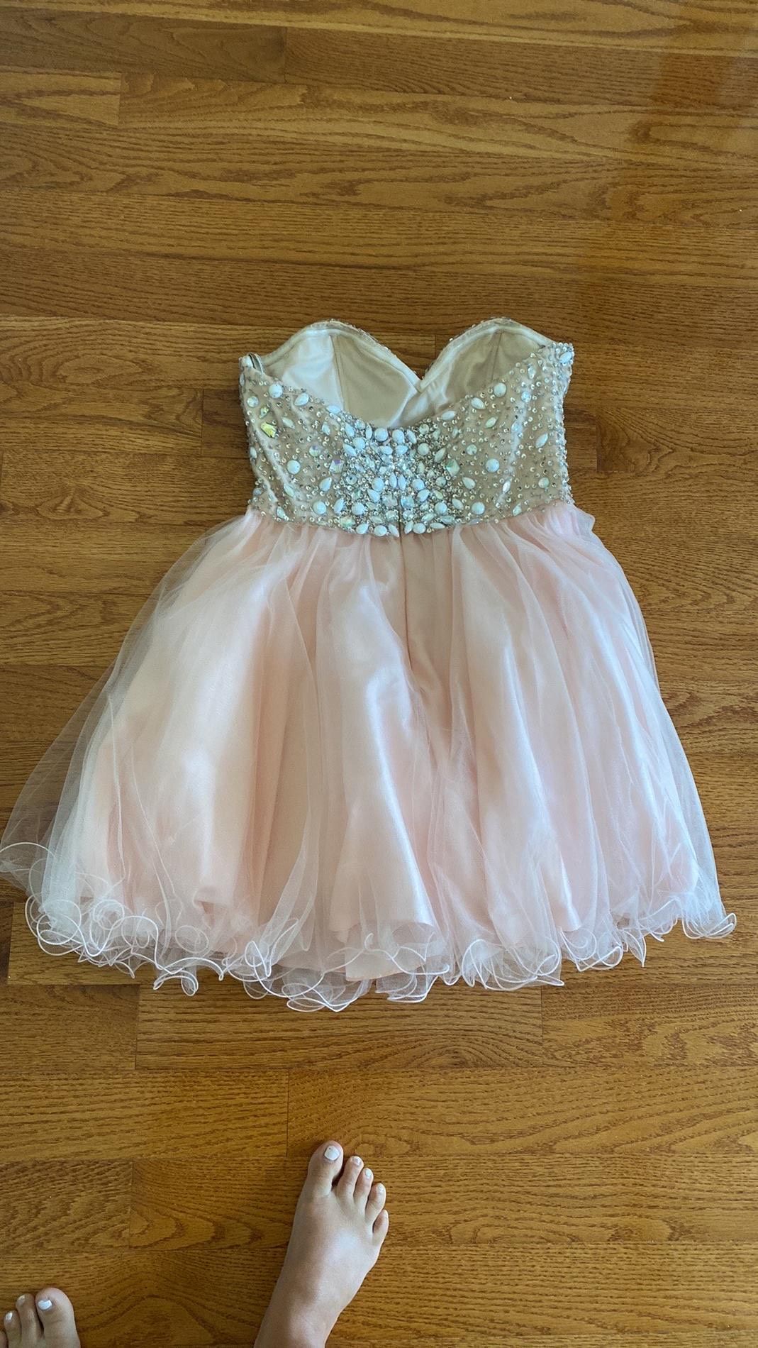 Eleni Elias Size 10 Prom Strapless Sequined Light Pink A-line Dress on Queenly