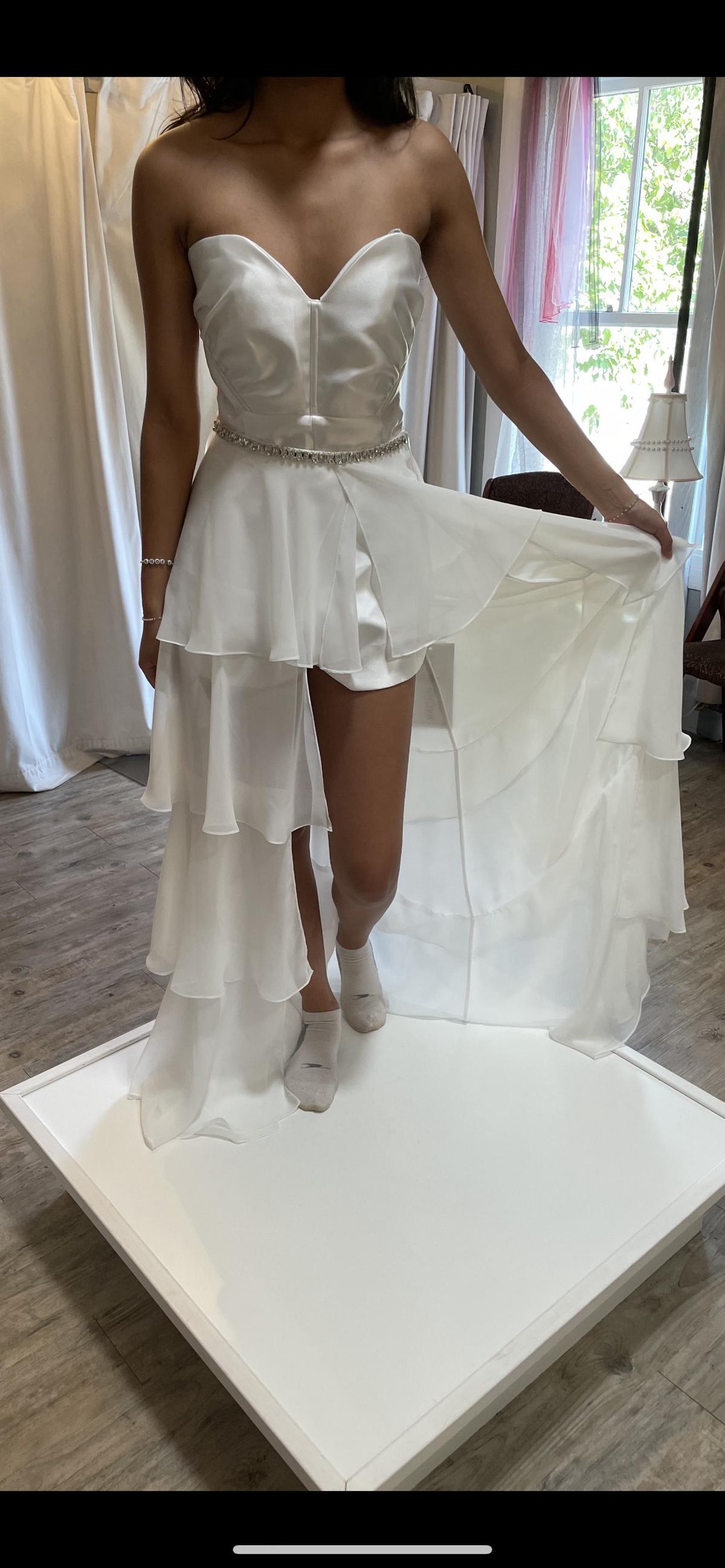 Rachel Allan Size 2 Fun Fashion White Dress With Train on Queenly