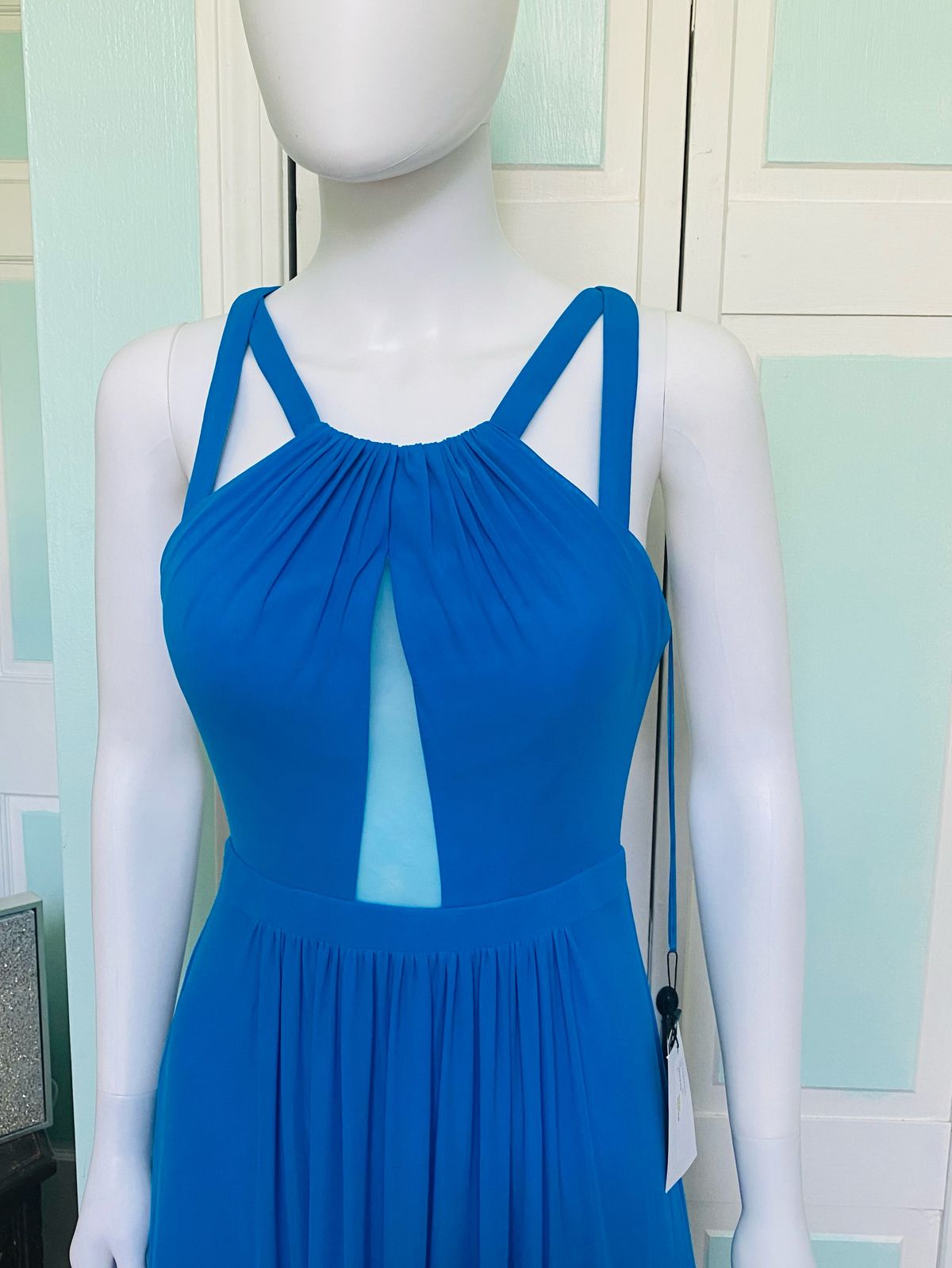 Faviana Size 4 Prom Sheer Blue A-line Dress on Queenly