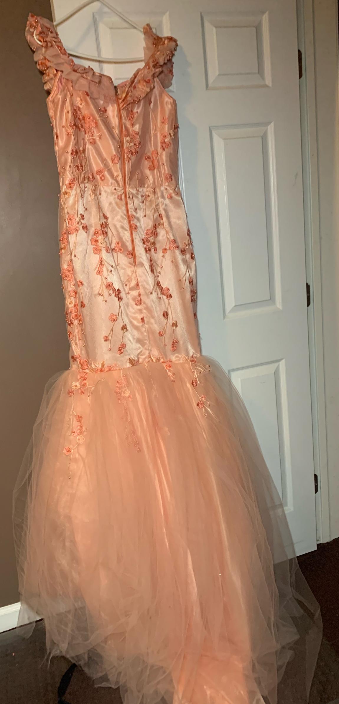 Plus Size 16 Prom Off The Shoulder Light Pink Mermaid Dress on Queenly