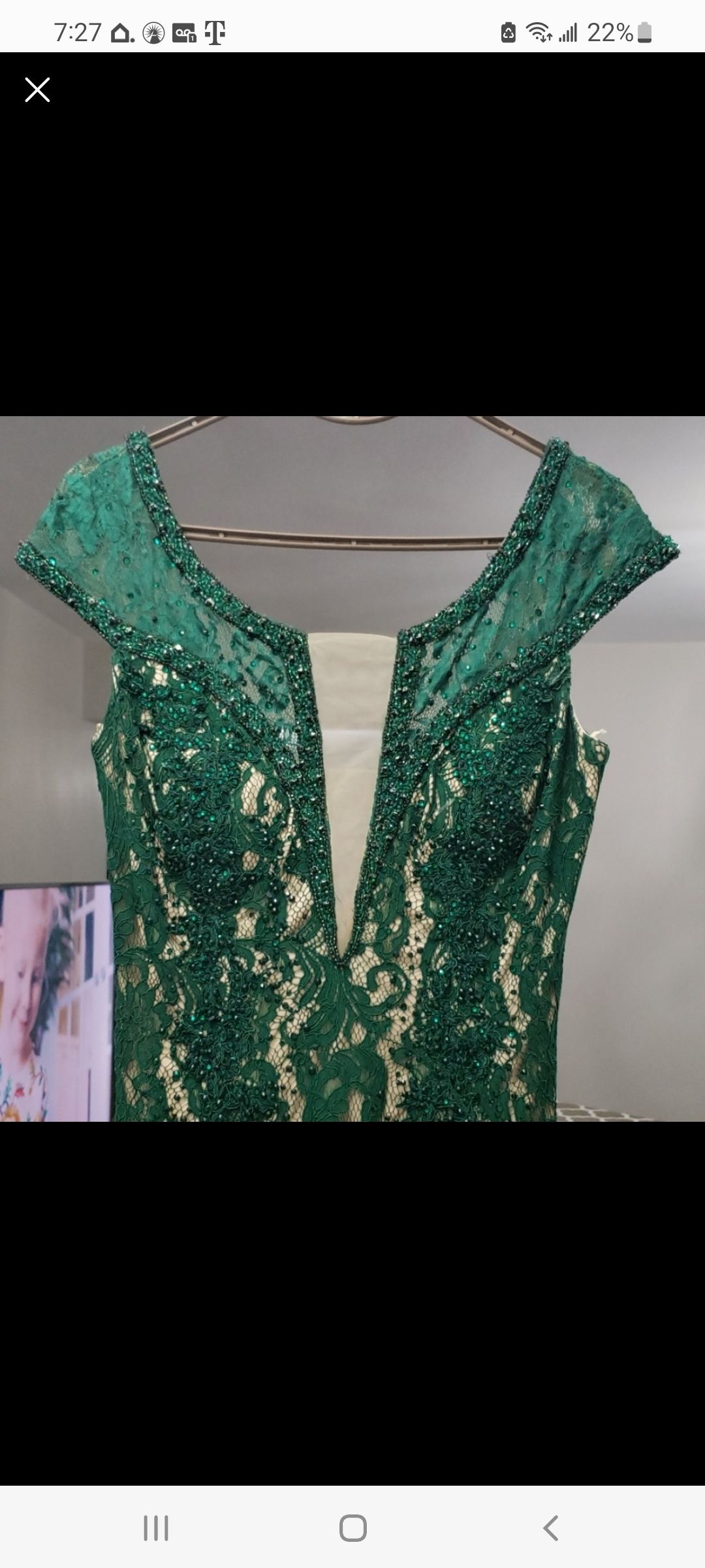 Amalinadi Emerald Green Size 8 Off The Shoulder Lace Green Mermaid Dress on Queenly