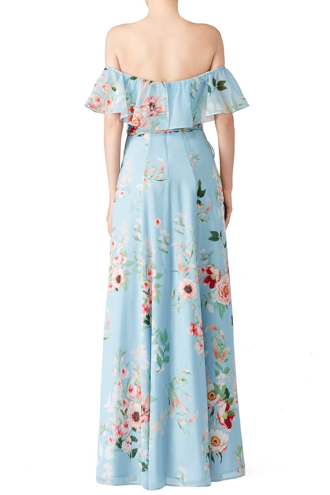 Yumi Kim Size 2 Floral Light Blue Floor Length Maxi on Queenly