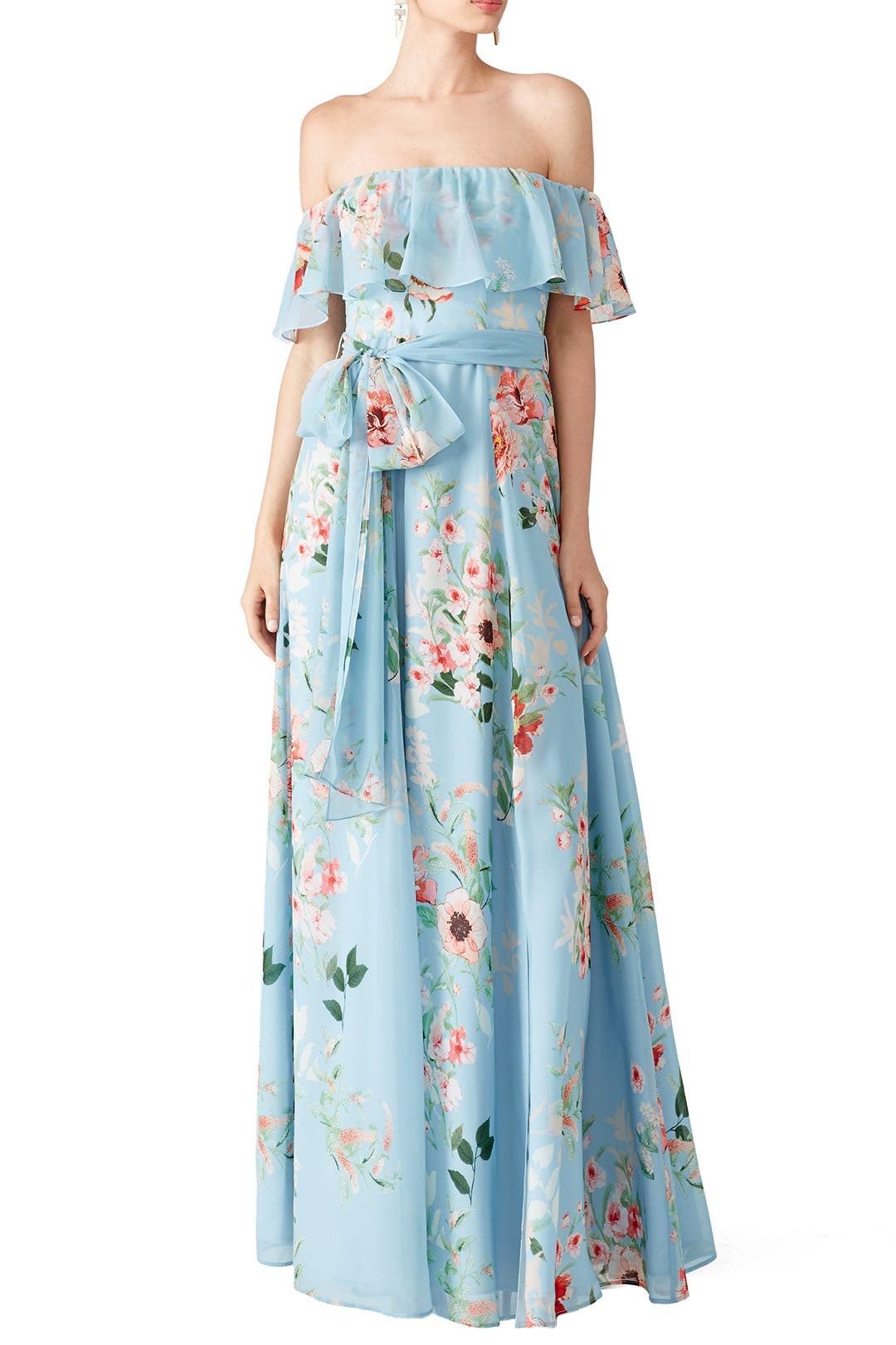 Yumi Kim Size 2 Floral Light Blue Floor Length Maxi on Queenly
