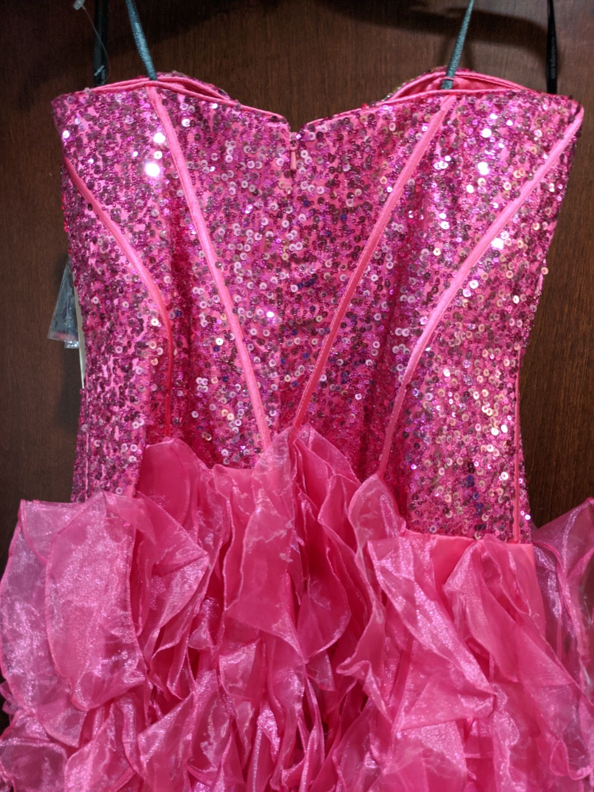 Style 6043 Alyce Designs Size 14 Prom Sequined Hot Pink Cocktail Dress on Queenly