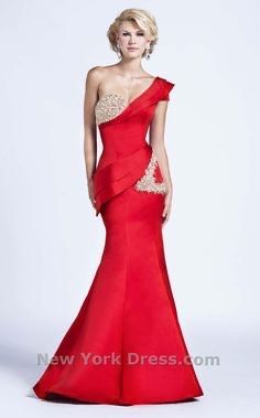 Ashley Lauren Size 8 Satin Red Mermaid Dress on Queenly