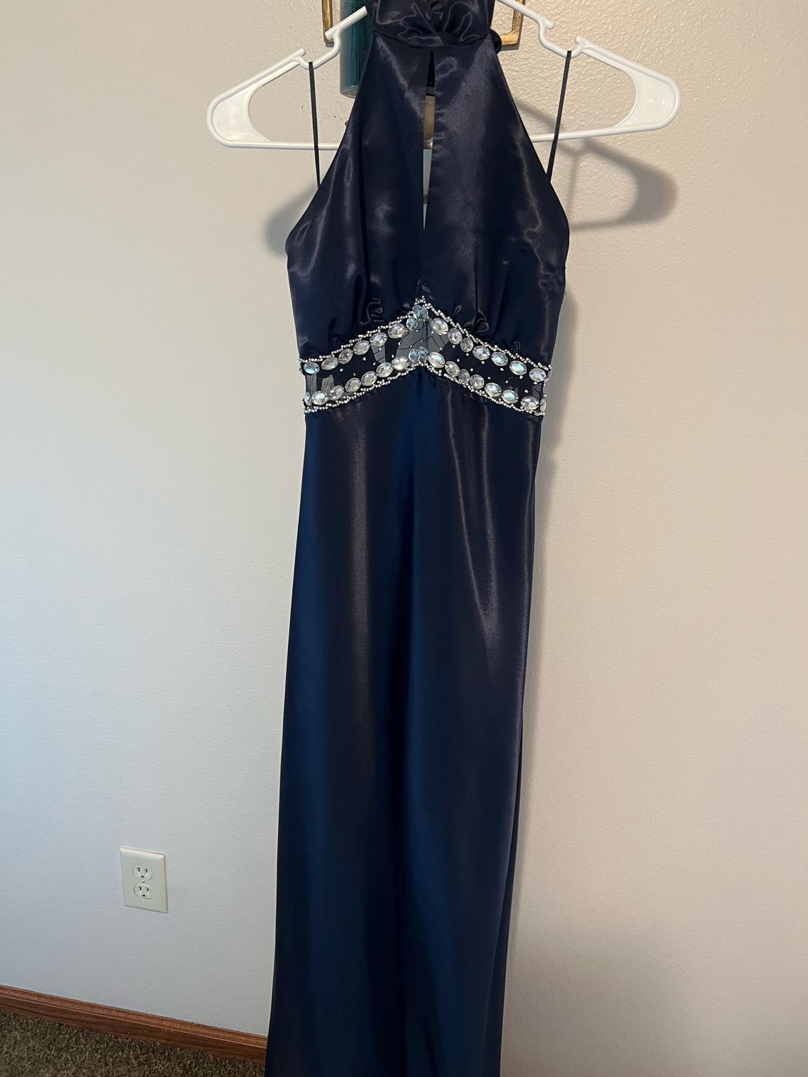 Size 6 Navy Blue Floor Length Maxi on Queenly