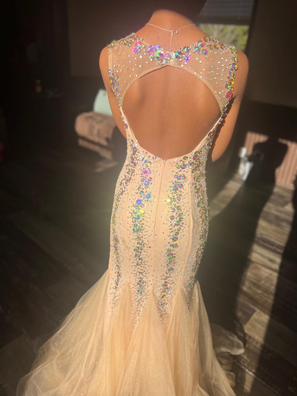 Size 0 Prom Sequined Nude Mermaid Dress on Queenly