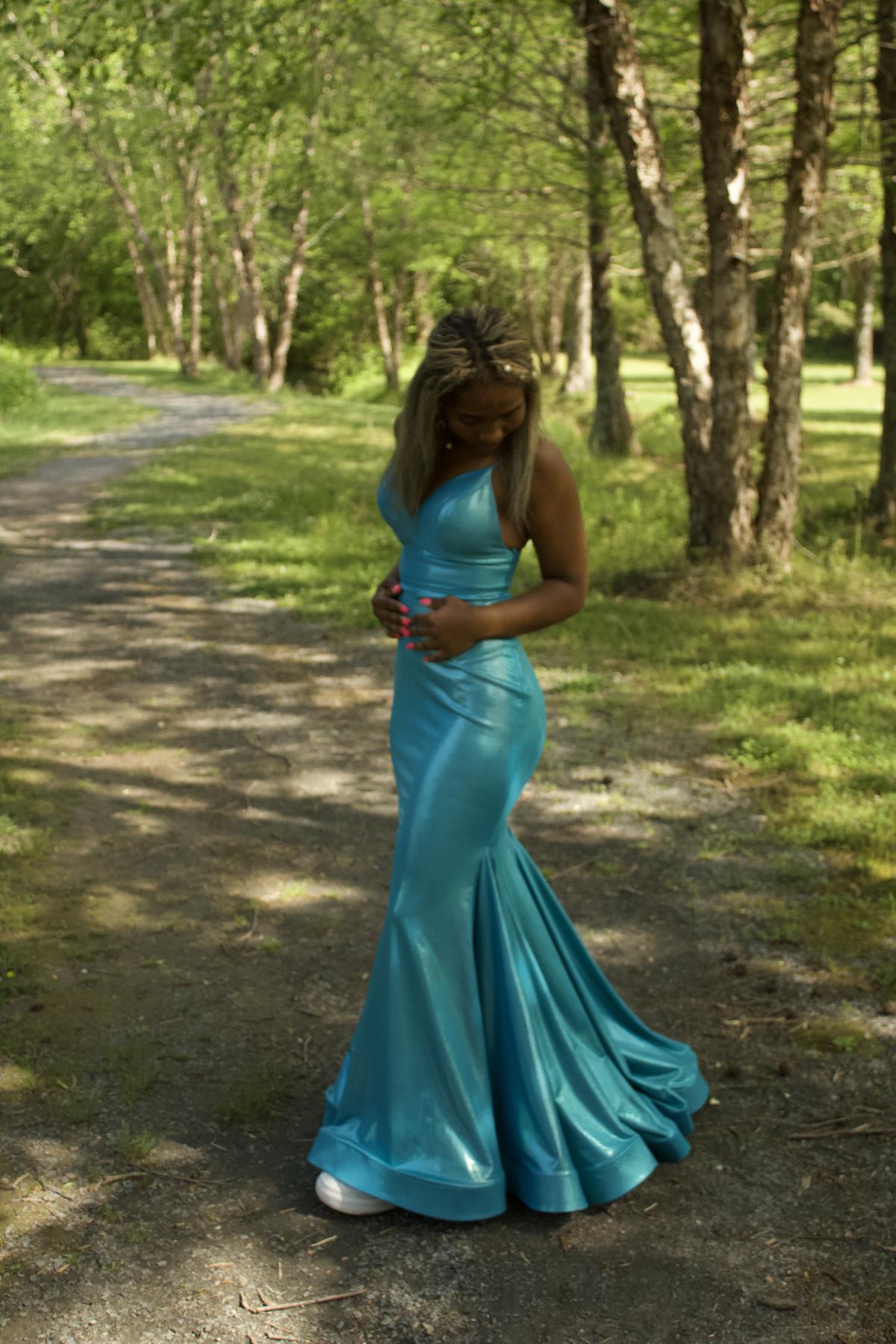 Ashley Lauren Size 0 Blue Mermaid Dress on Queenly