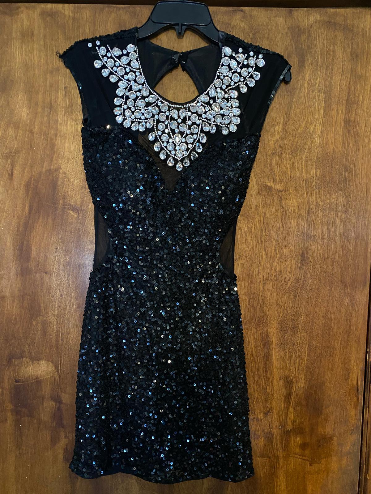Primavera Size 0 Sequined Black Cocktail Dress on Queenly