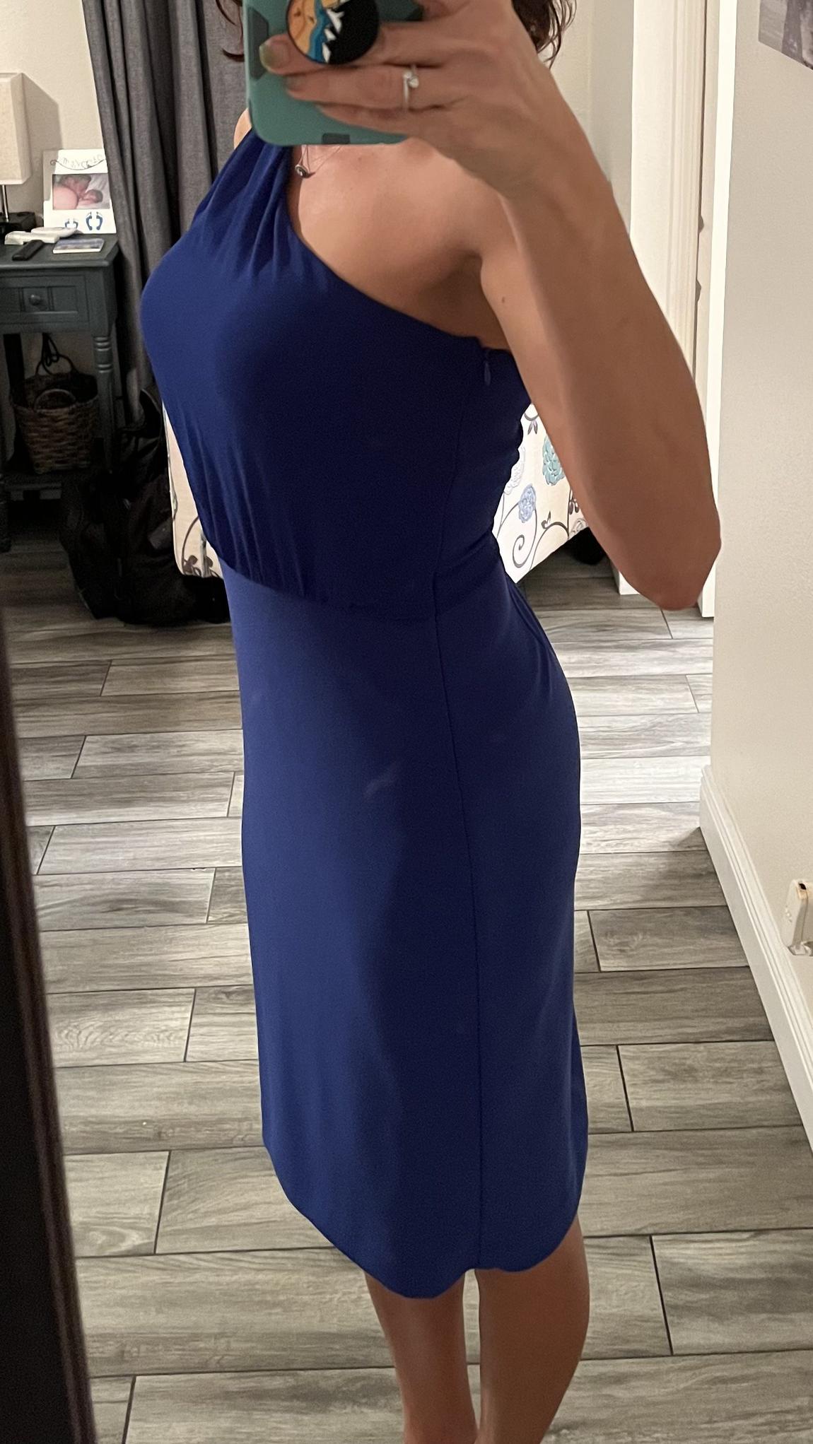 Ralph Lauren Size 6 One Shoulder Sequined Blue Cocktail Dress on Queenly