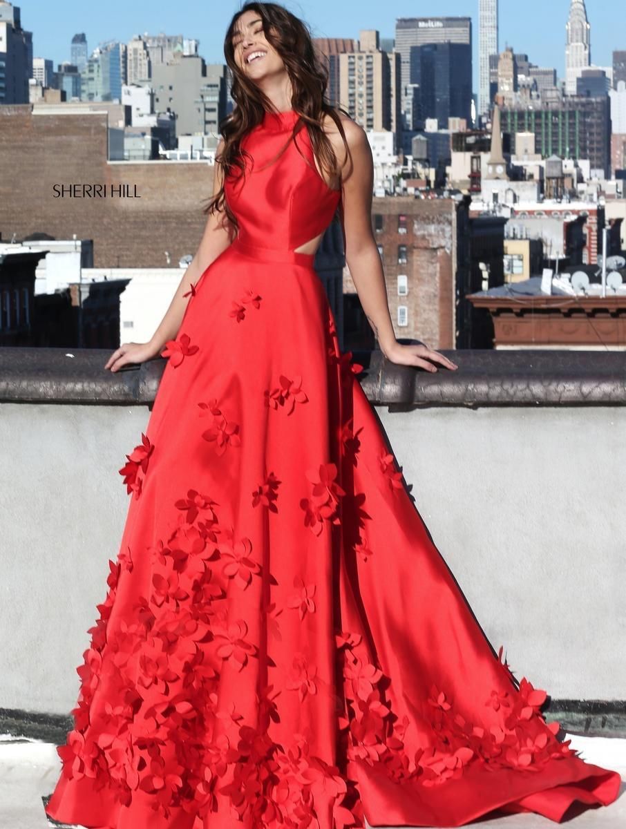 Style 51116 Sherri Hill Size 2 Prom High Neck Red A-line Dress on Queenly