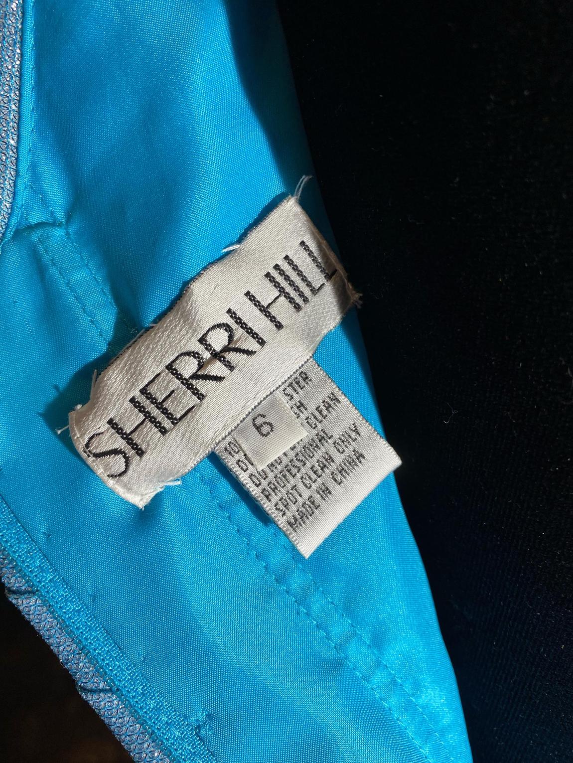 Sherri Hill Size 6 Prom Plunge Satin Light Blue Cocktail Dress on Queenly
