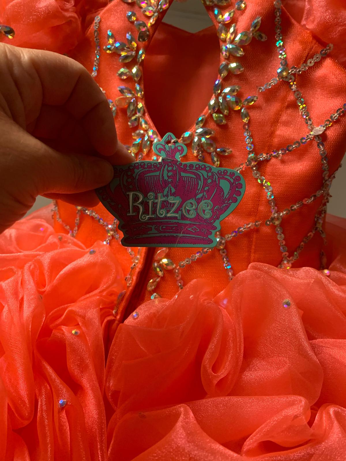Ritzee Girls Size 2 Pageant Orange Ball Gown on Queenly