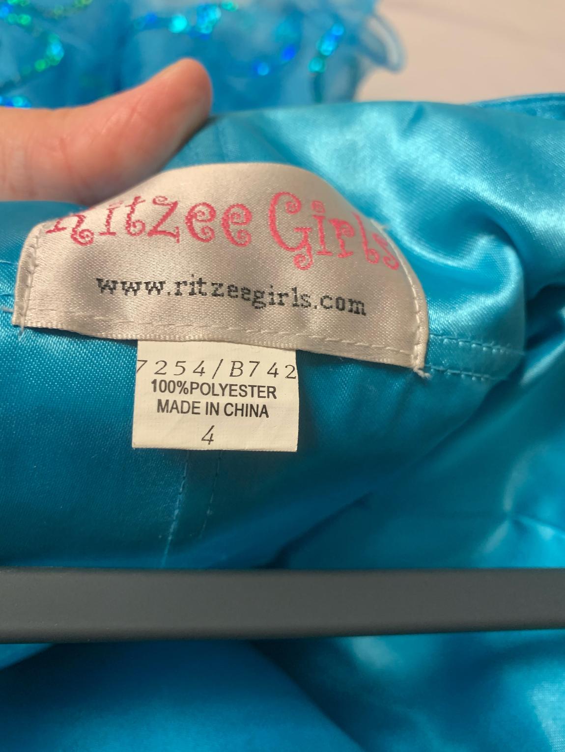 Ritzee Girls Size 4 Pageant Blue Cocktail Dress on Queenly