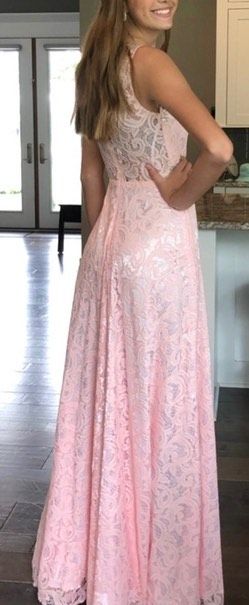 Size 2 Prom Lace Light Pink Floor Length Maxi on Queenly