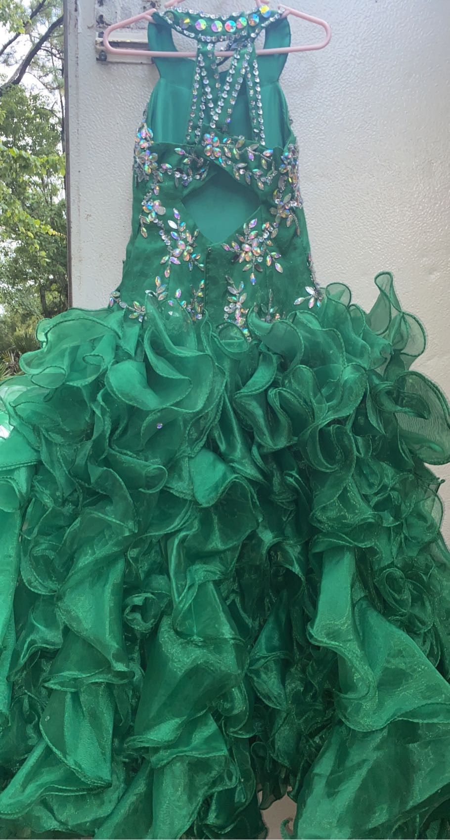 Girls Size 10 Pageant Green Ball Gown on Queenly