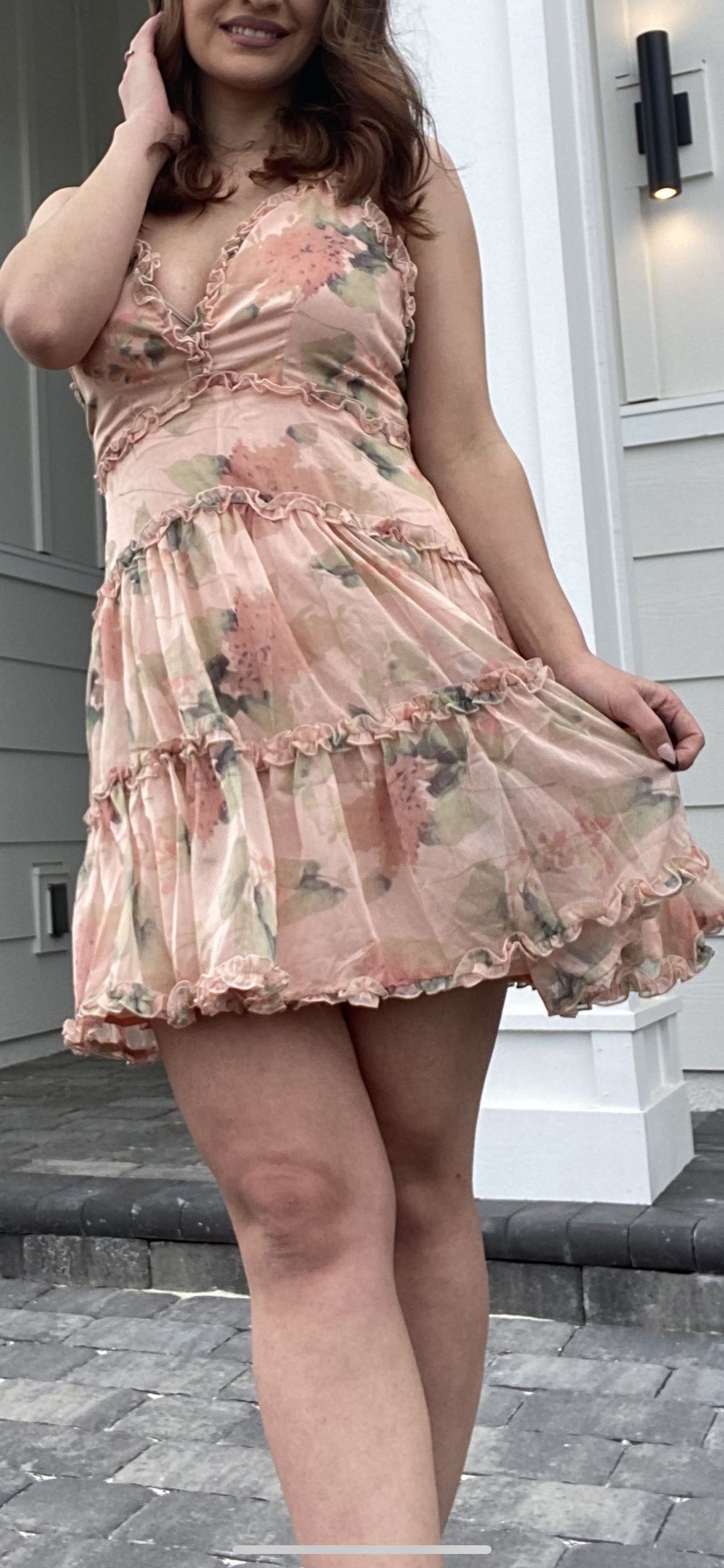 Size 0 Homecoming Floral Light Pink A-line Dress on Queenly