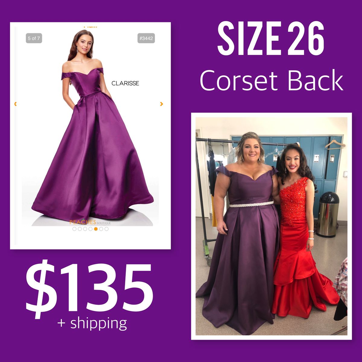 Plus Size 26 Purple Ball Gown on Queenly