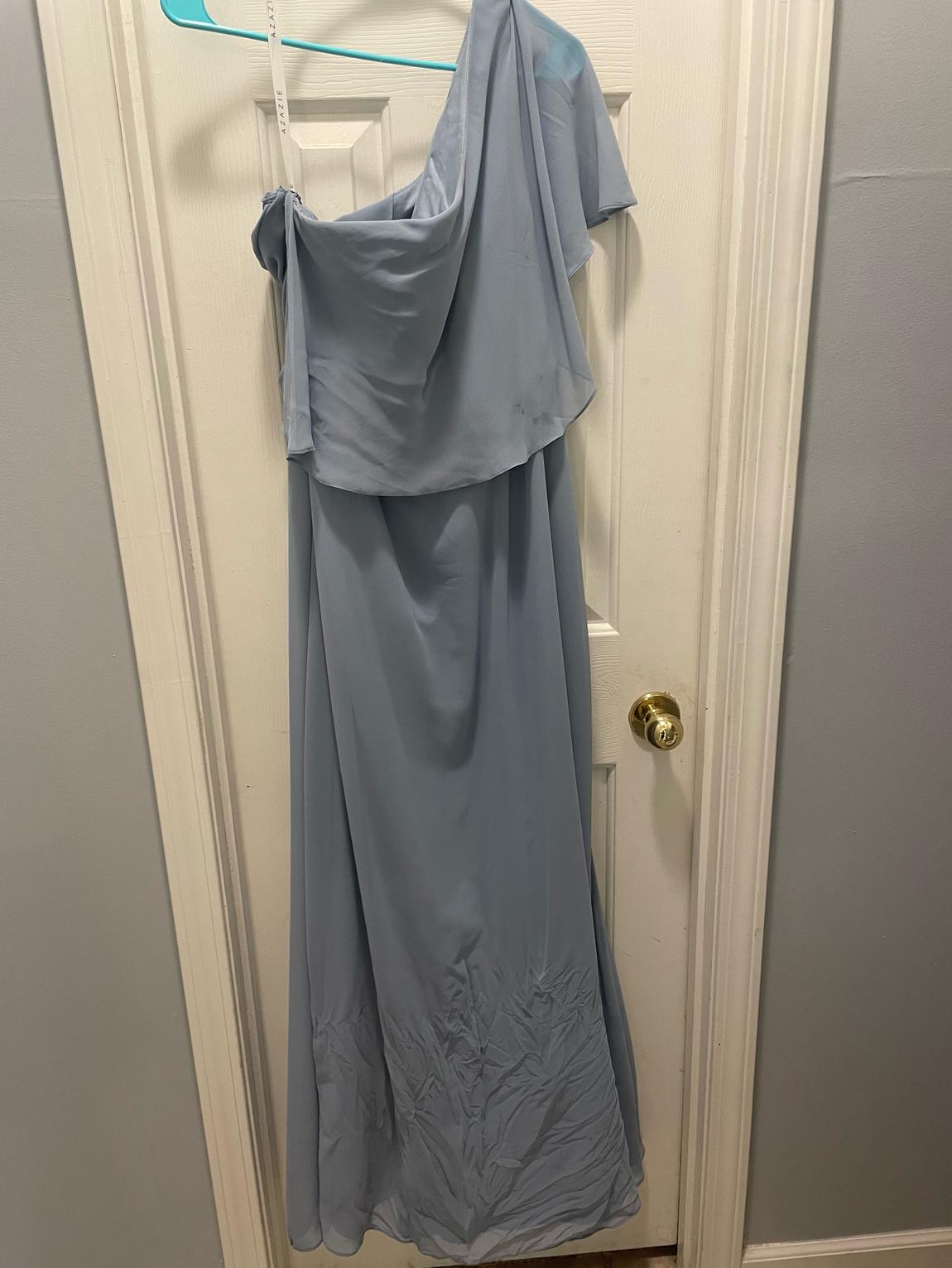 Azazie Plus Size 16 Blue A-line Dress on Queenly