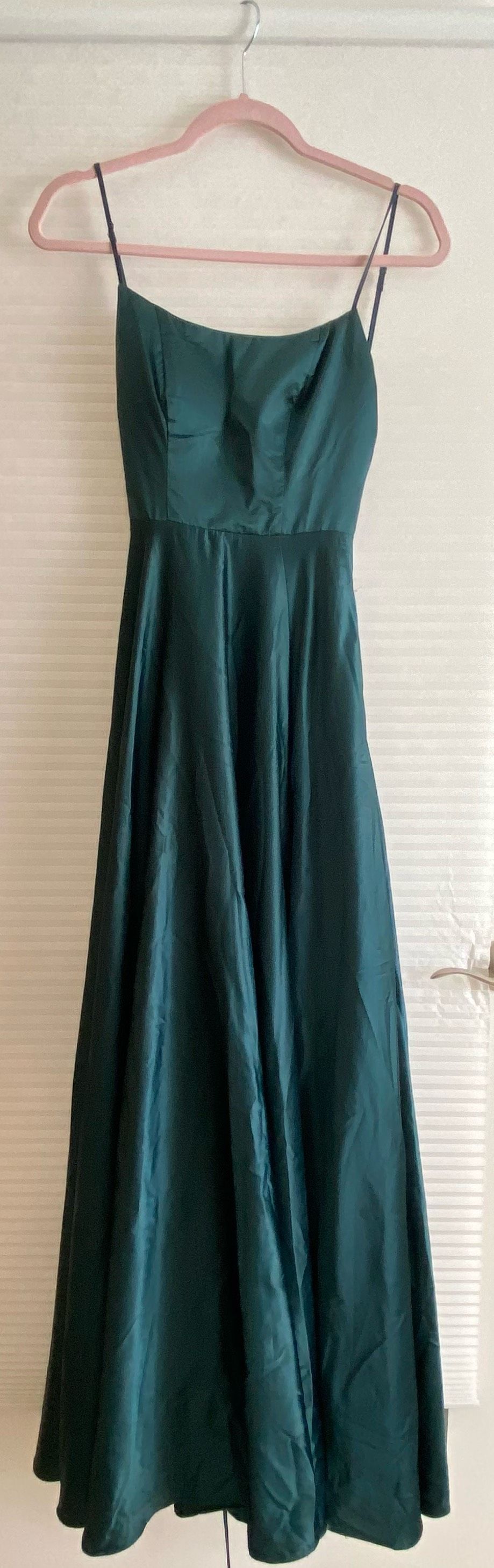 B. Darlin Size 2 Satin Green Ball Gown on Queenly
