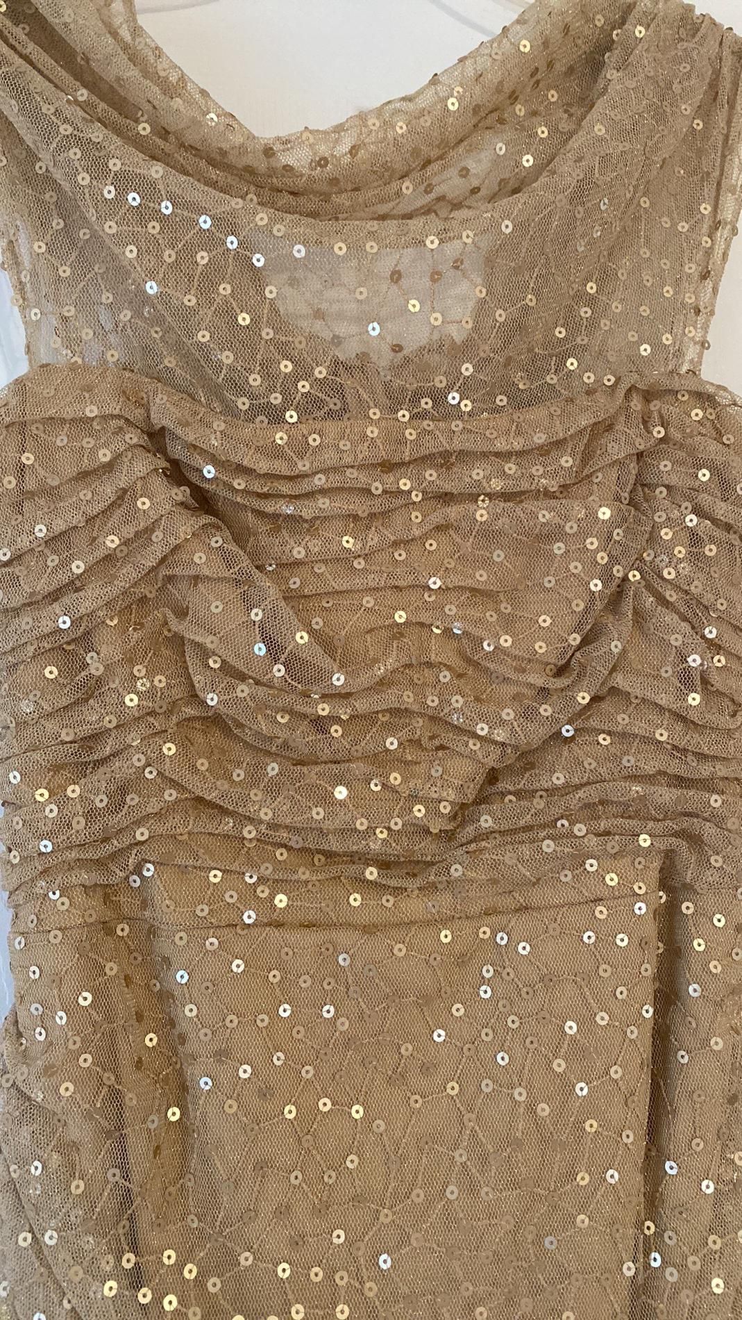 Tadashi Shoji Size 6 Sequined Gold Cocktail Dress on Queenly