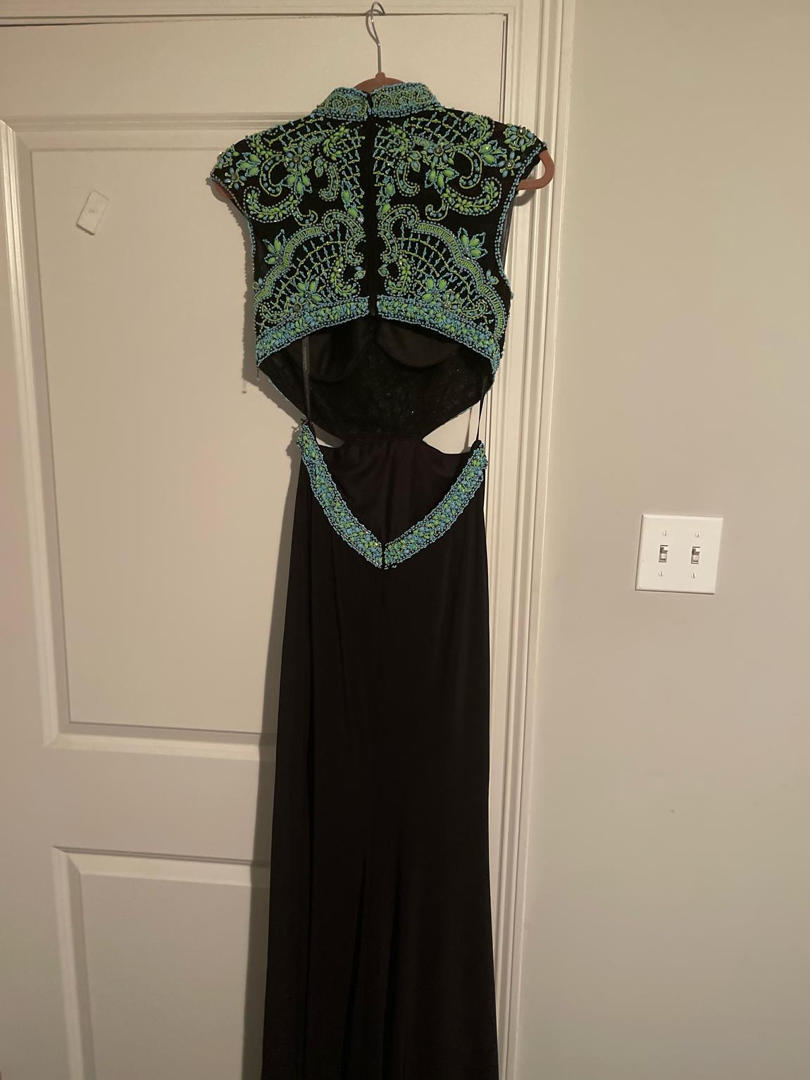 Alyce Paris Size 8 Prom High Neck Sequined Black Floor Length Maxi on Queenly