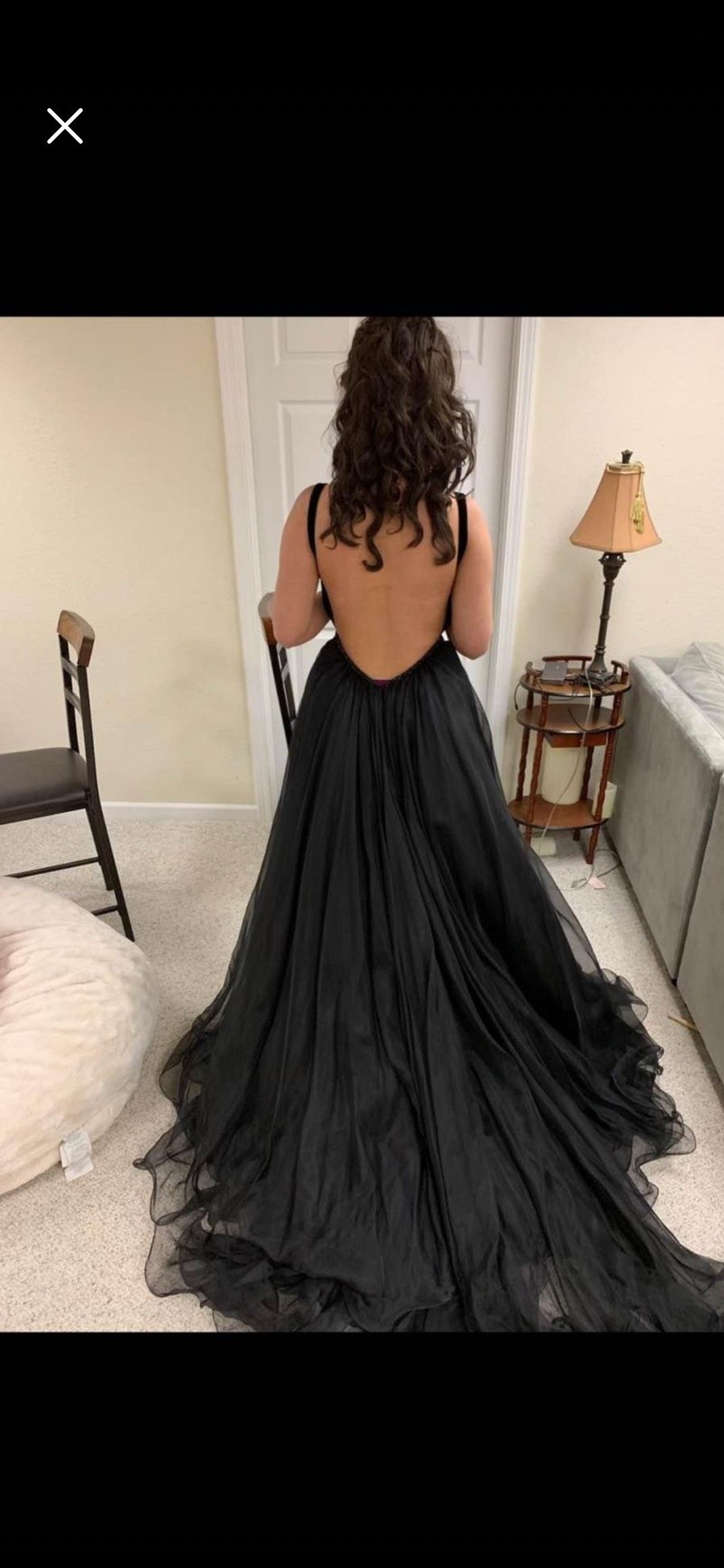 Size 4 Prom Sheer Black Ball Gown on Queenly