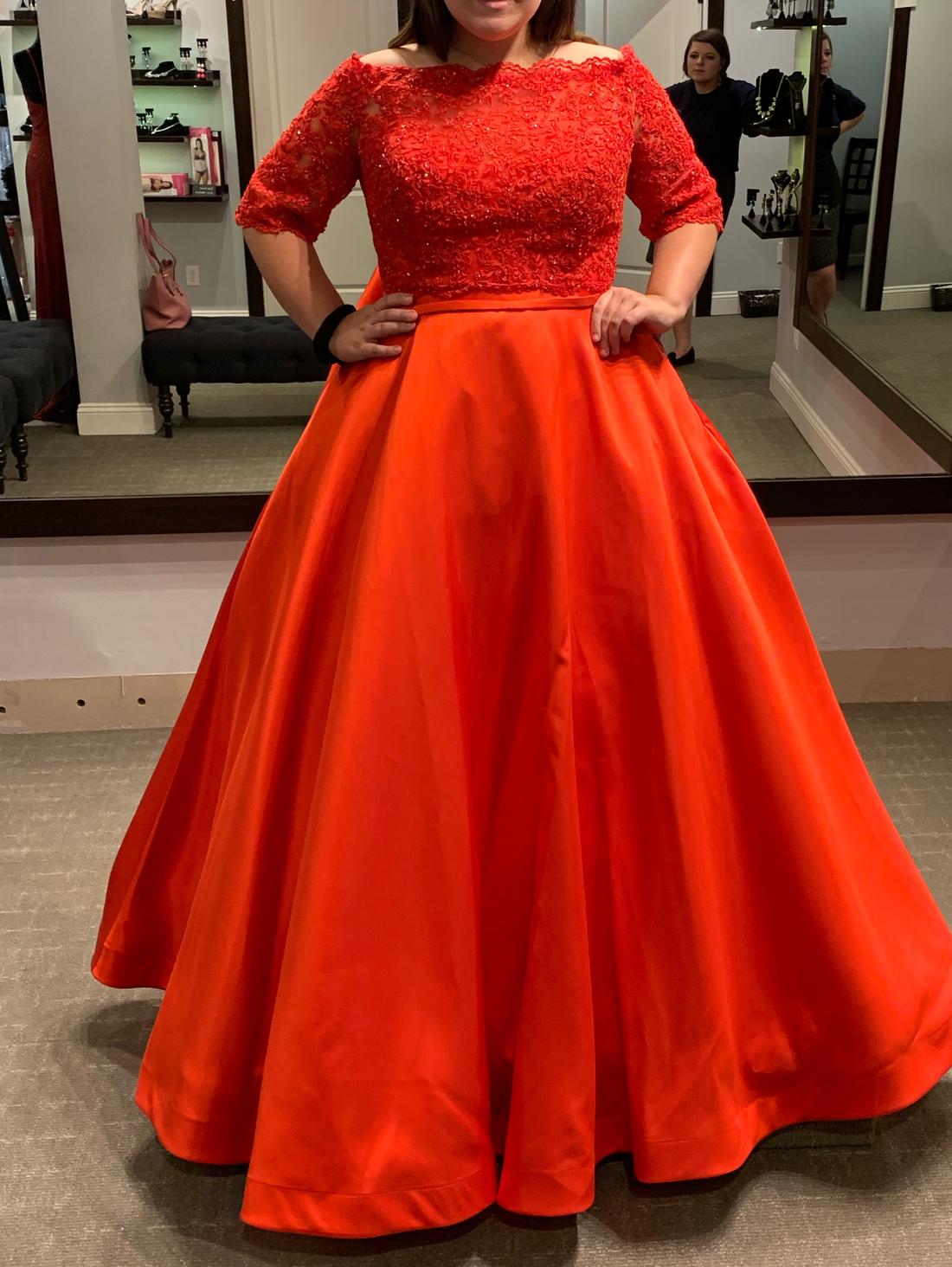 Plus Size 18 Pageant Red Ball Gown on Queenly