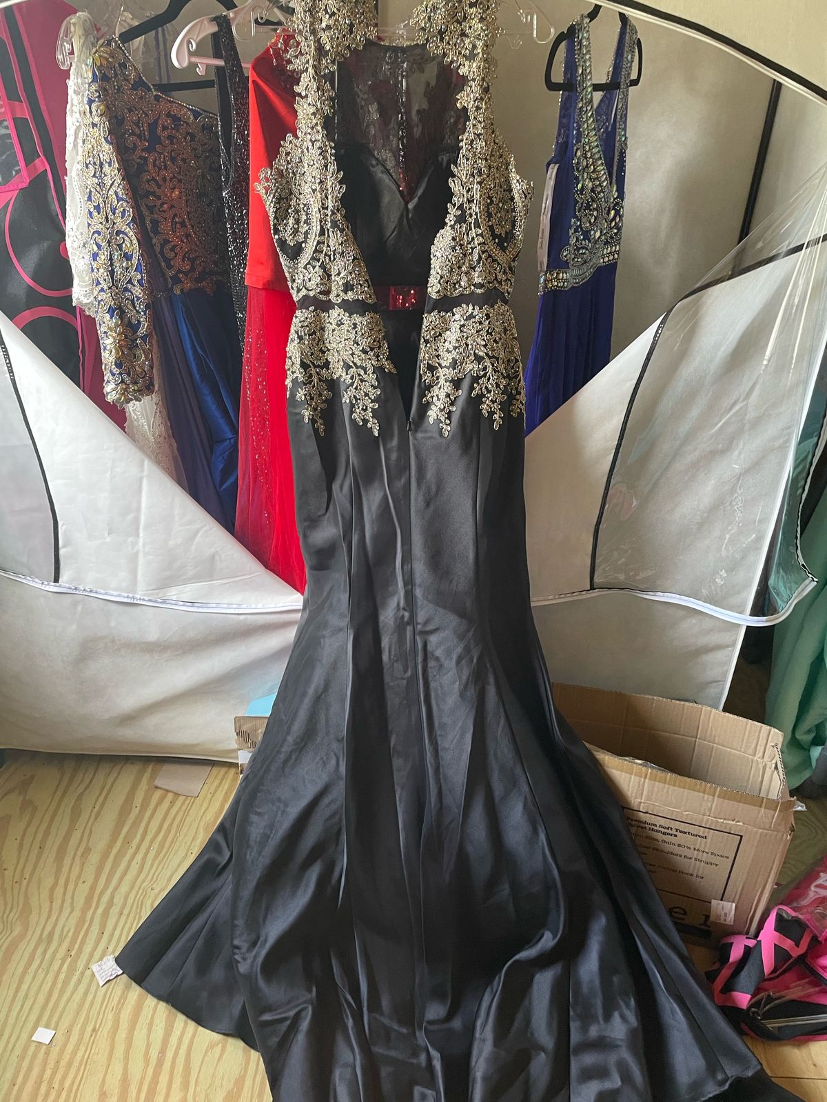 Size 8 Prom Sheer Black Mermaid Dress on Queenly