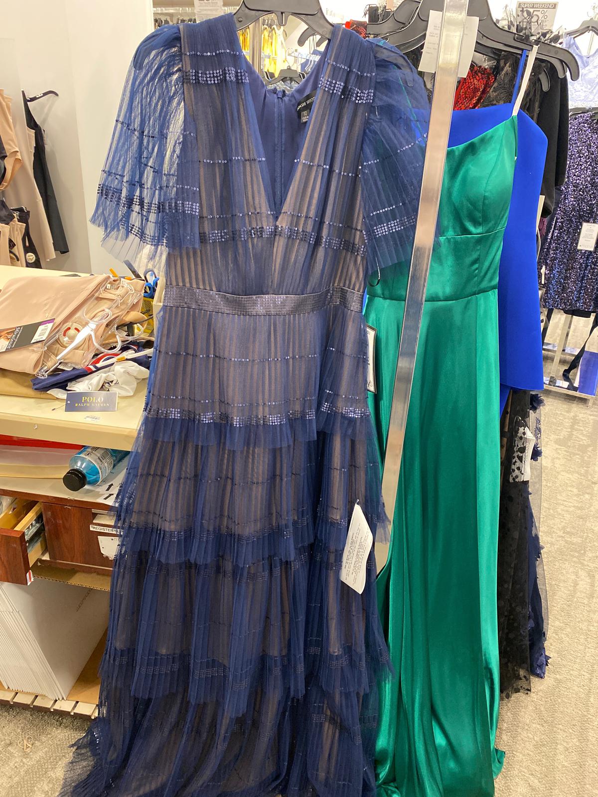 Size 2 Prom Cap Sleeve Sheer Blue A-line Dress on Queenly