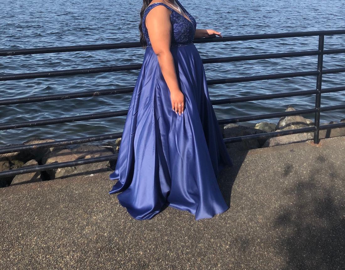 Plus Size 20 Blue Ball Gown on Queenly