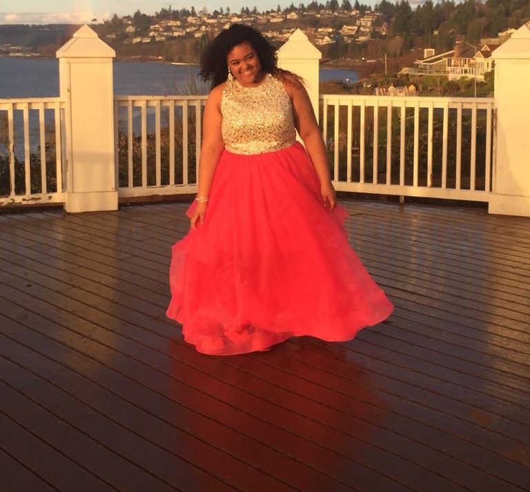 Plus Size 20 Prom Sequined Hot Pink Ball Gown on Queenly
