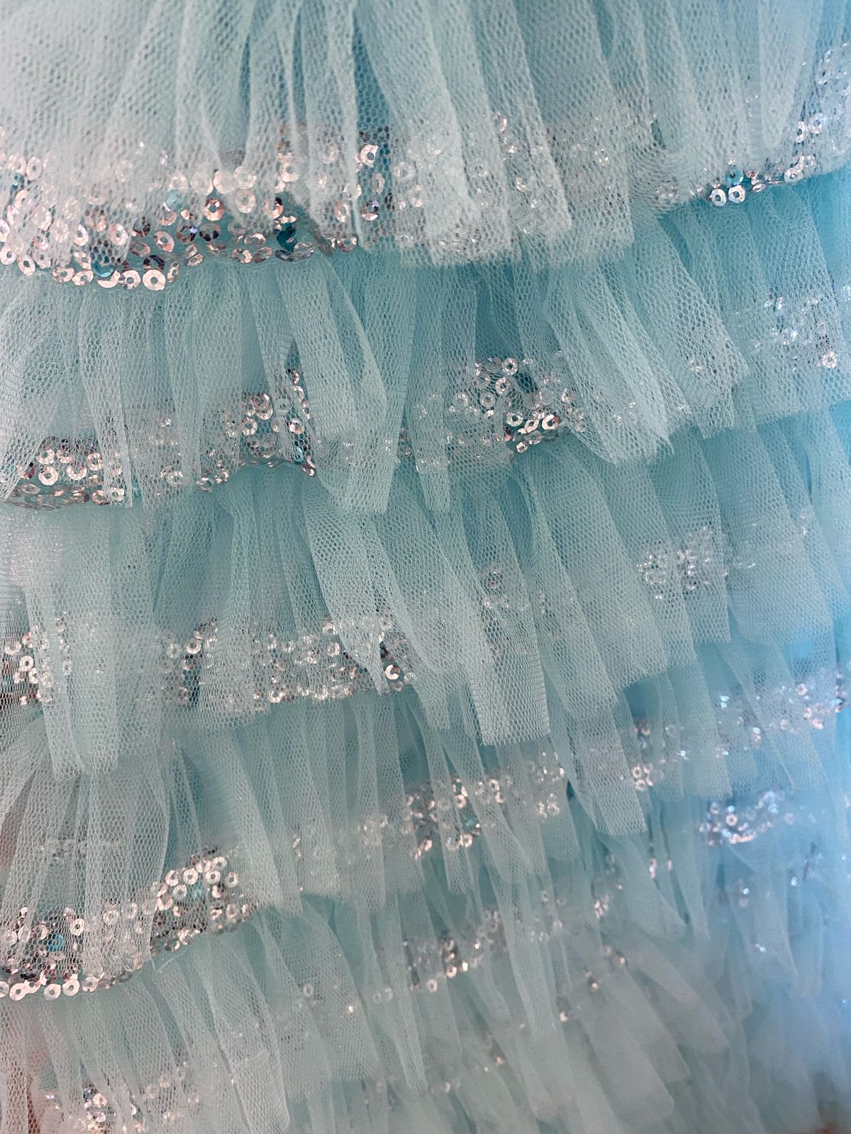 Sherri Hill Size 8 Prom Strapless Sequined Light Blue Ball Gown on Queenly