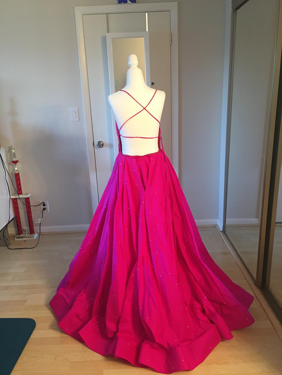 Tarik Ediz Size 4 Prom Sequined Hot Pink Ball Gown on Queenly