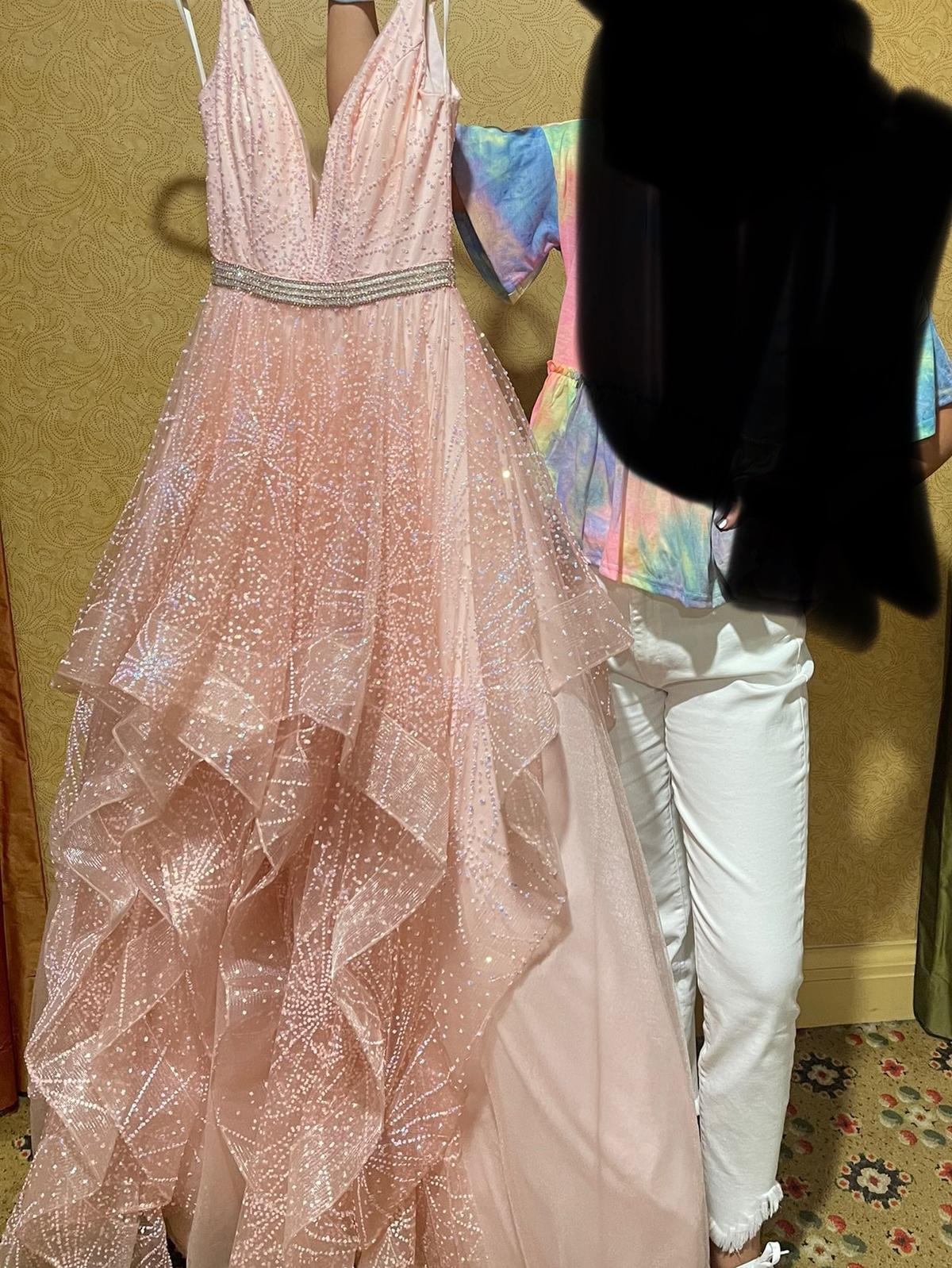 Johnathan Kayne Size 4 Prom Sequined Light Pink Ball Gown on Queenly