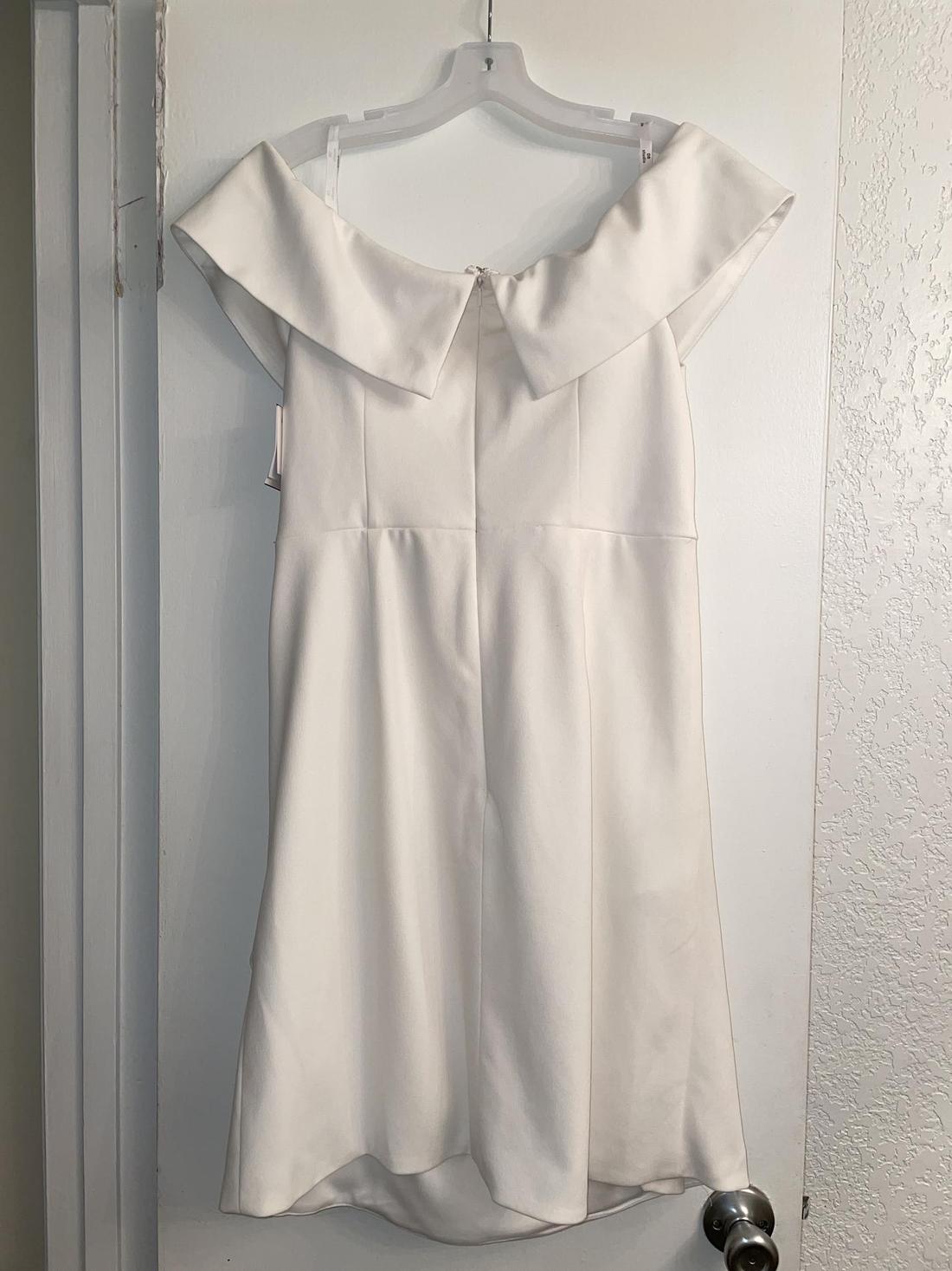 David's Bridal Plus Size 16 Off The Shoulder White Cocktail Dress on Queenly