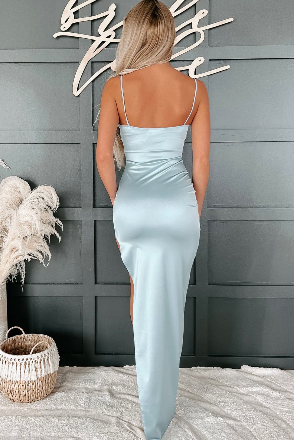 Size 2 Prom Satin Light Blue Side Slit Dress on Queenly