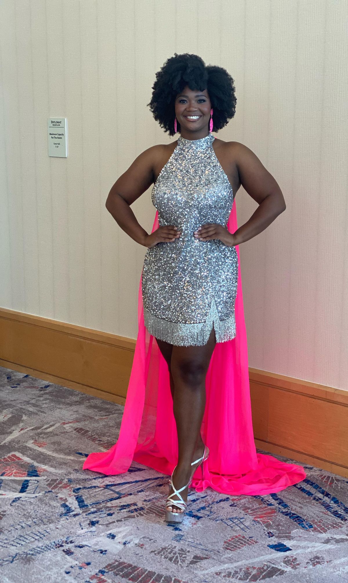 Ashley Lauren Plus Size 16 Pageant Sequined Hot Pink Cocktail Dress on Queenly
