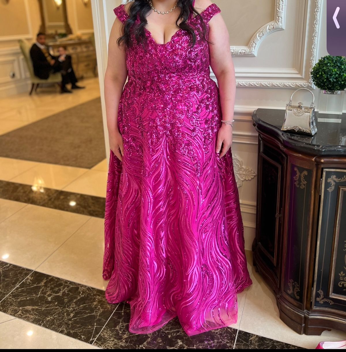 Clarisse Plus Size 24 Sheer Hot Pink Ball Gown on Queenly