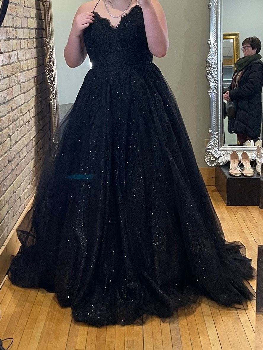 nina canacci Plus Size 18 Prom Black Ball Gown on Queenly