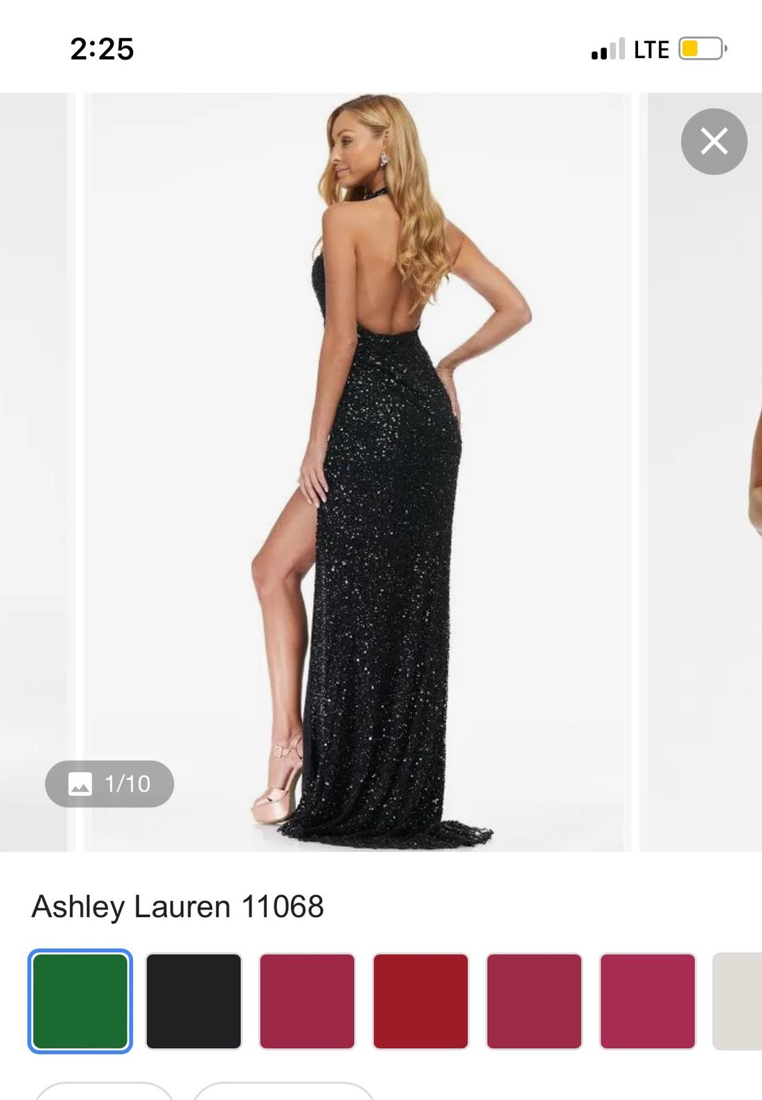 Ashley Lauren Size 4 Sequined Black Side Slit Dress on Queenly