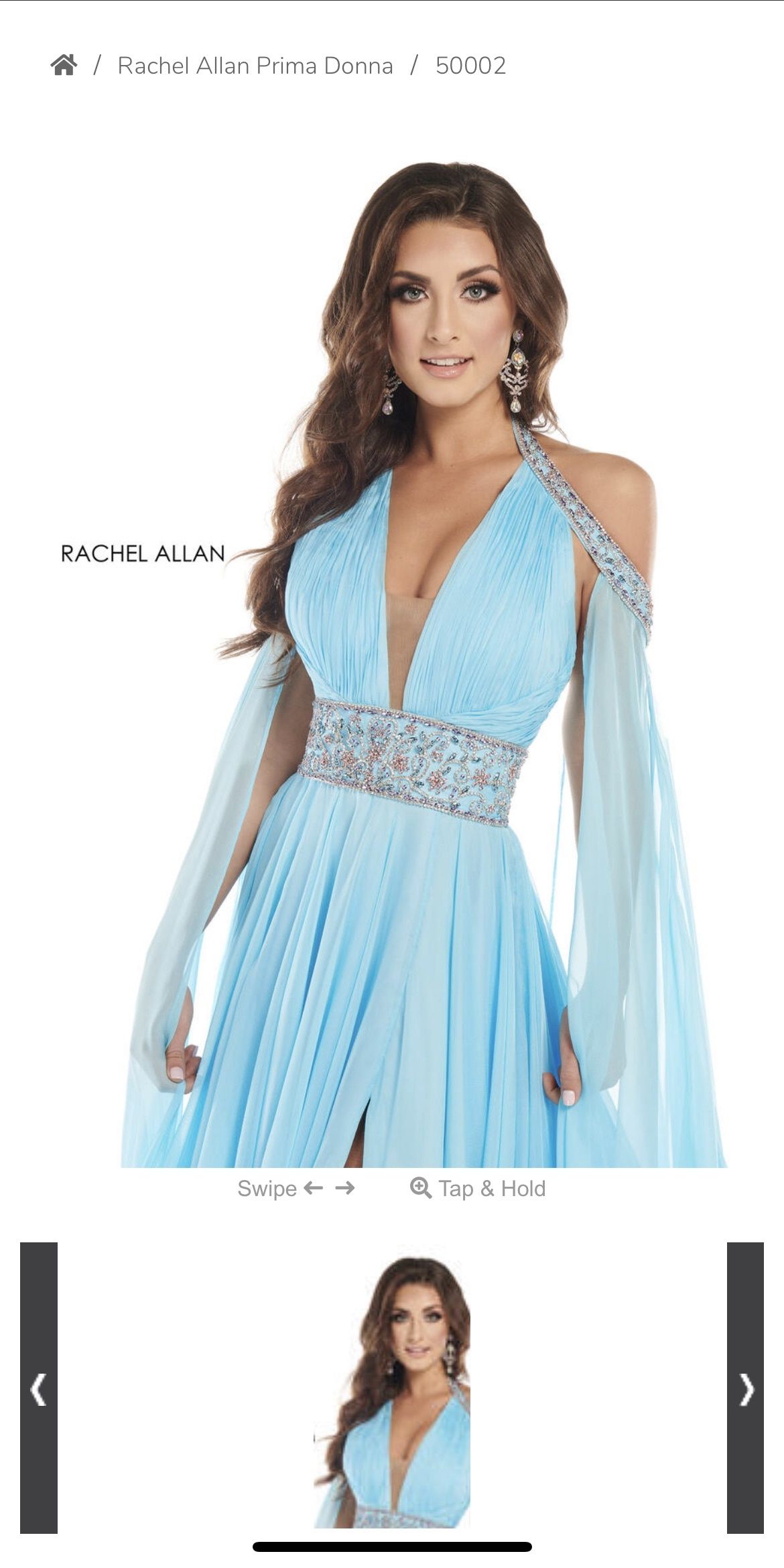 Style 50002 Rachel Allan Size 8 Blue A-line Dress on Queenly