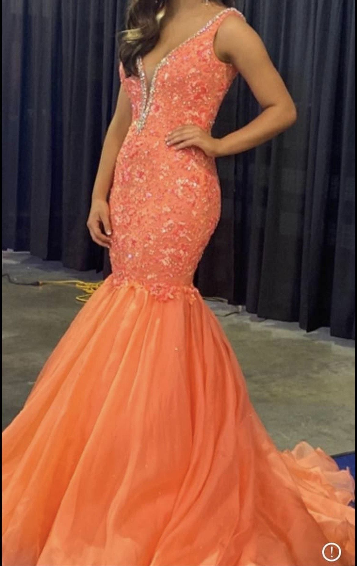 Johnathan Kayne Size 4 Prom Sequined Orange Mermaid Dress on Queenly