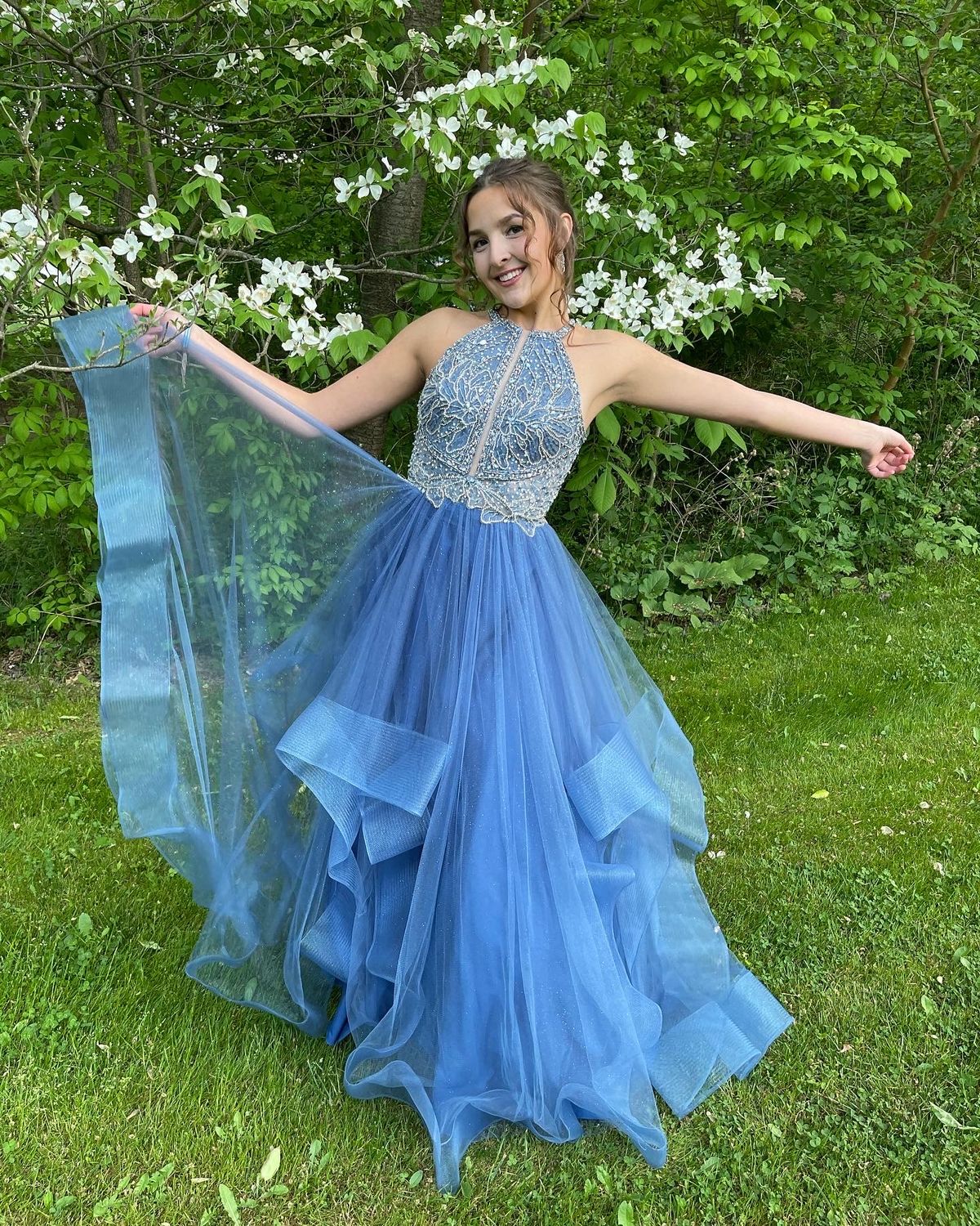 Terani Couture Size 4 Prom Blue Ball Gown on Queenly