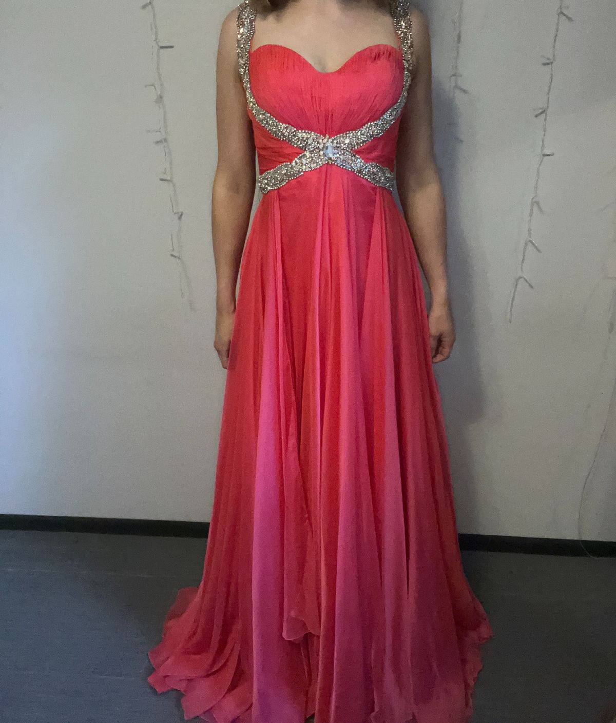 Sherri Hill Size 4 Coral A-line Dress on Queenly