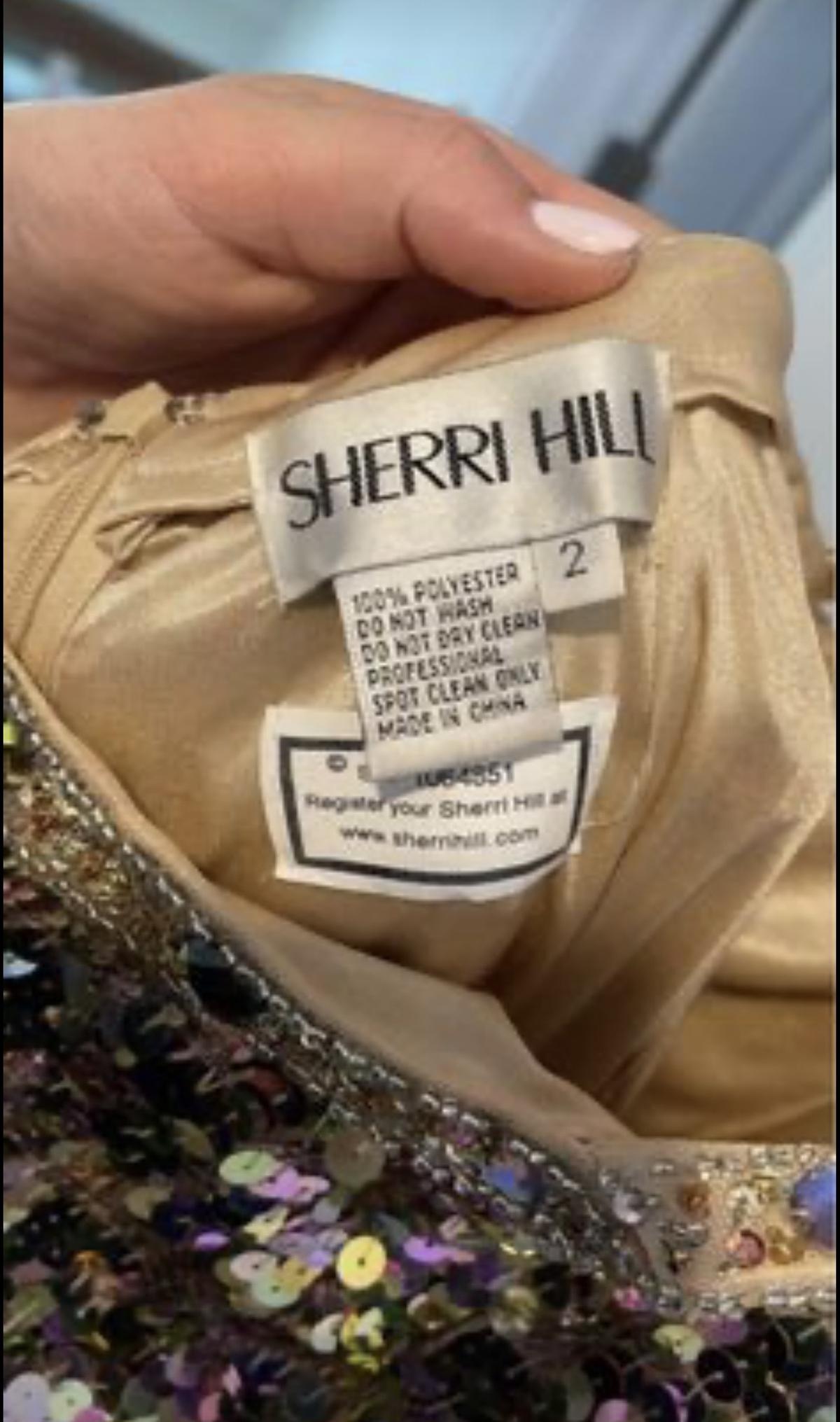 Sherri Hill Size 2 Prom Plunge Sequined Multicolor Floor Length Maxi on Queenly